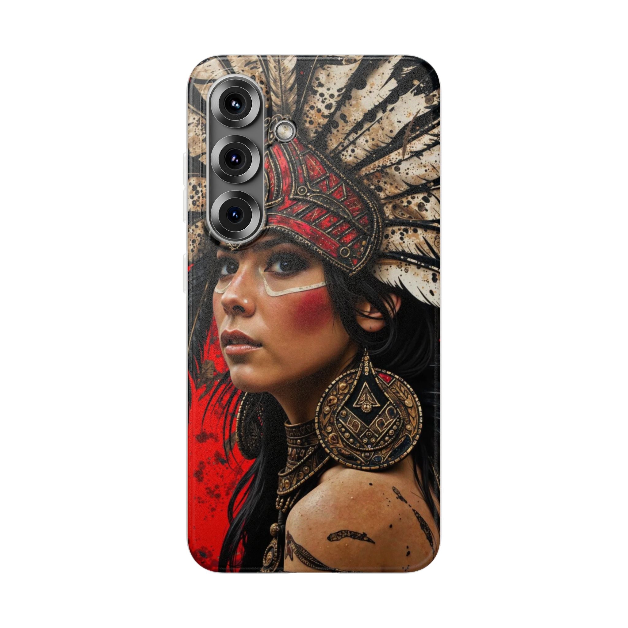 Aztec Moon Goddess – Flexi Phone Case (iPhone & Samsung • Clear TPU • Made in USA • Personalized Option)