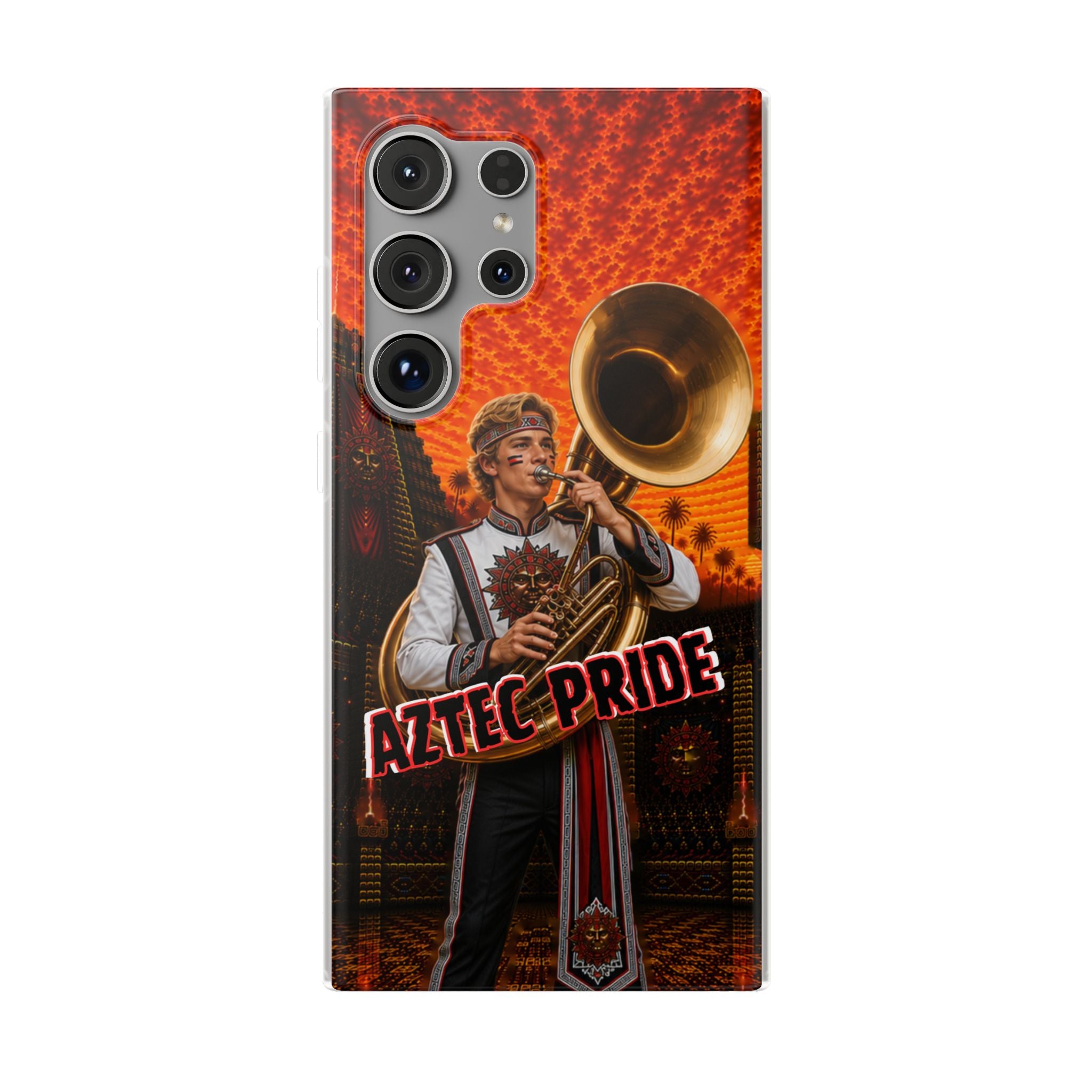 Aztec Band Warrior – Flexi Phone Case (iPhone & Samsung • Clear TPU • Made & Shipped in the USA • 🚚 FREE USA Shipping • Personalized Option)
