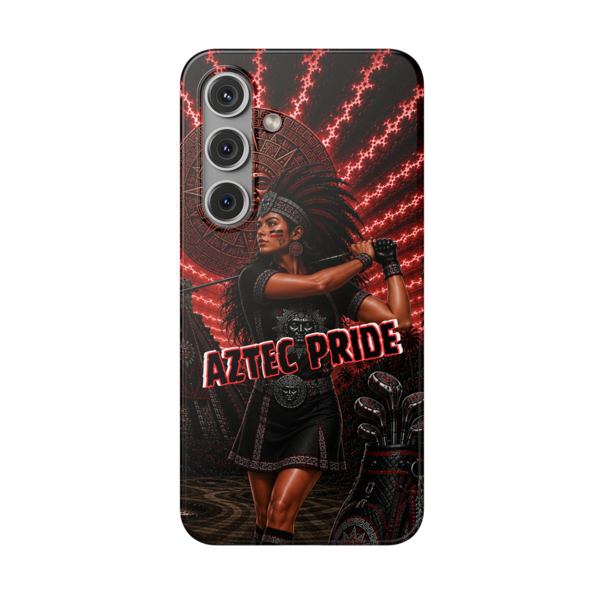 Aztec Golf Female Warrior – Flexi Phone Case (iPhone & Samsung • Clear TPU • Made & Shipped in the USA • 🚚 FREE USA Shipping • Personalized Option)