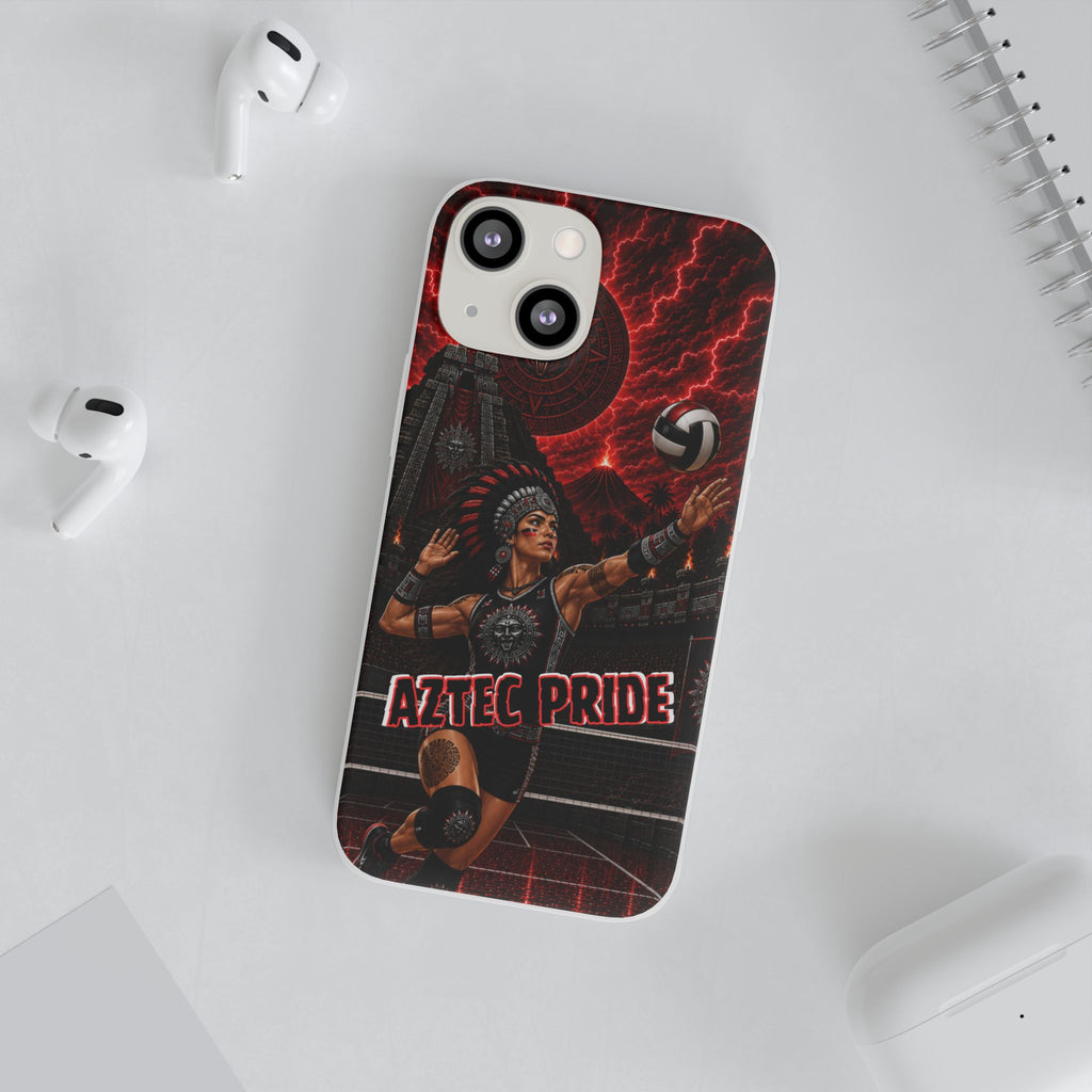 Aztec Volleyball Warrior – Flexi Phone Case (iPhone & Samsung • Clear TPU • Made & Shipped in the USA • 🚚 FREE USA Shipping • Personalized Option)