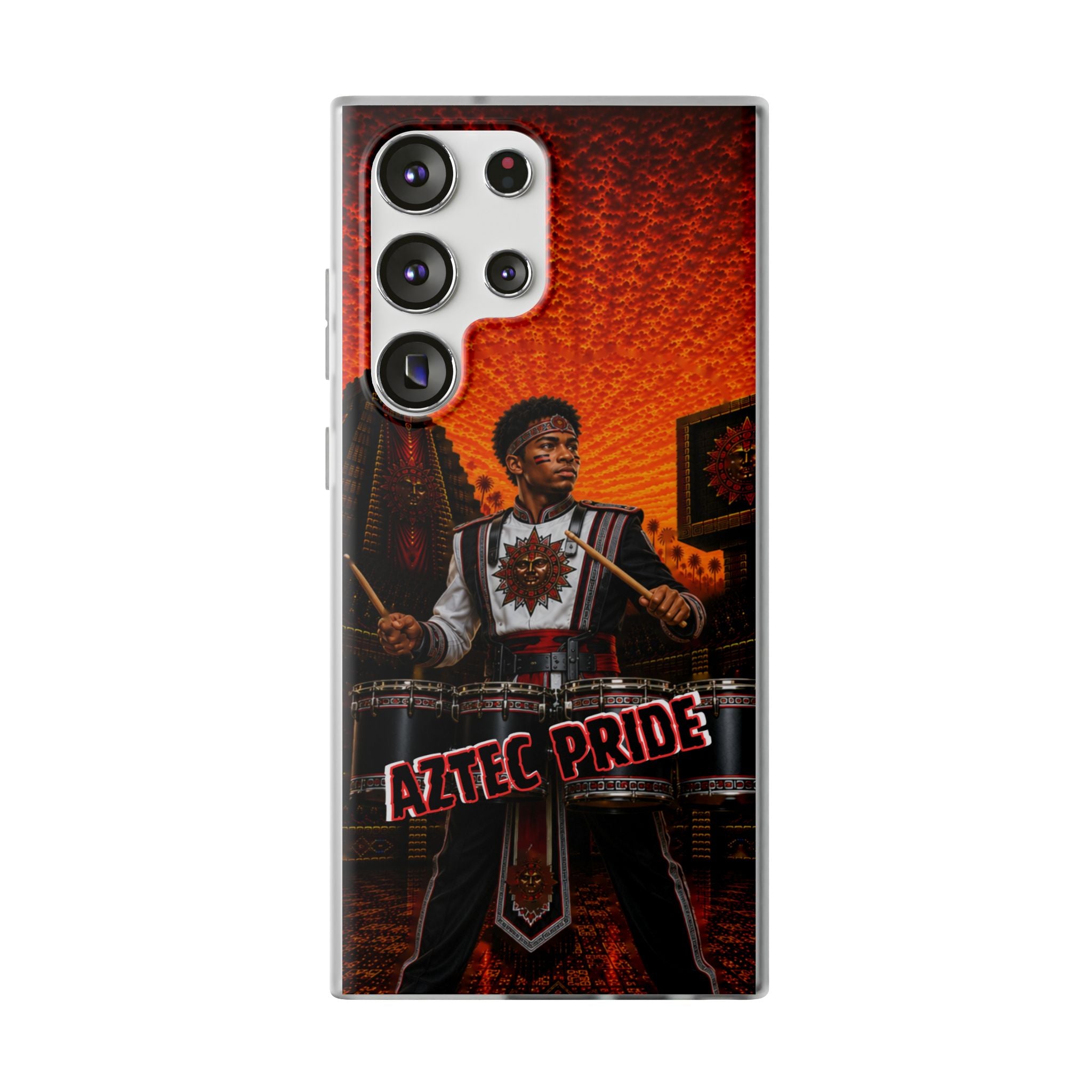 Aztec Band Warrior – Flexi Phone Case (iPhone & Samsung • Clear TPU • Made & Shipped in the USA • 🚚 FREE USA Shipping • Personalized Option)