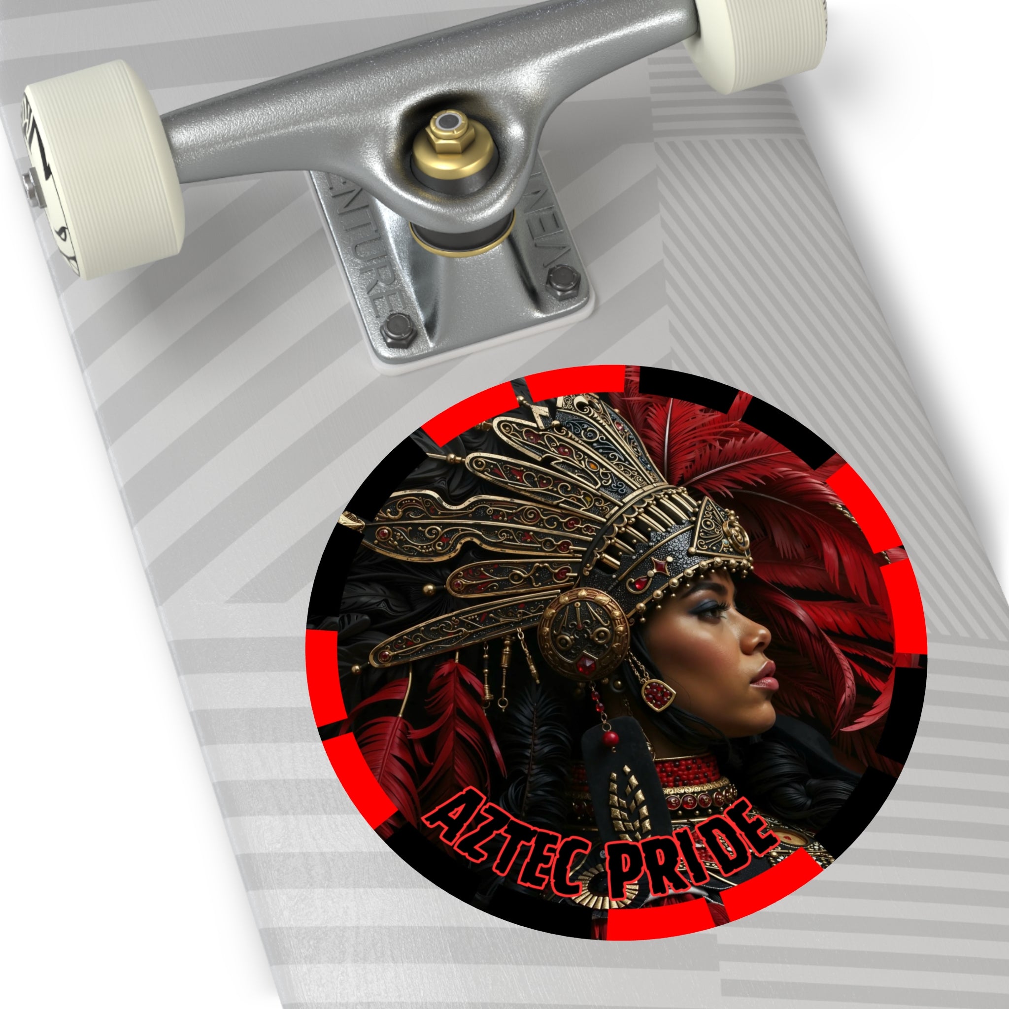 Aztec Lioness Queen Round Vinyl Sticker – Waterproof Matte Decal (2”–6”)