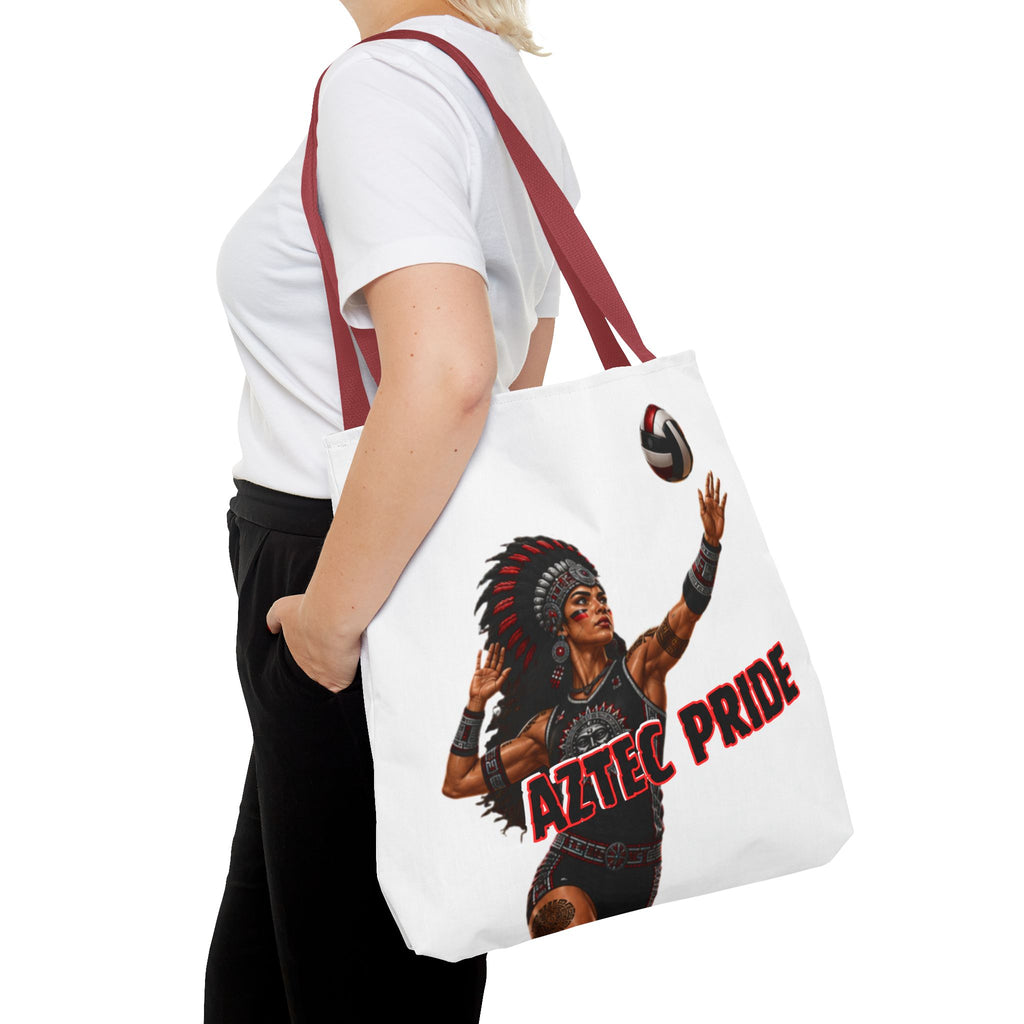 Aztec Volleyball Warrior Tote Bag | Aztec-Inspired AI Art • Made & Shipped in the USA • 🚚 FREE USA Shipping • FREE Personalization