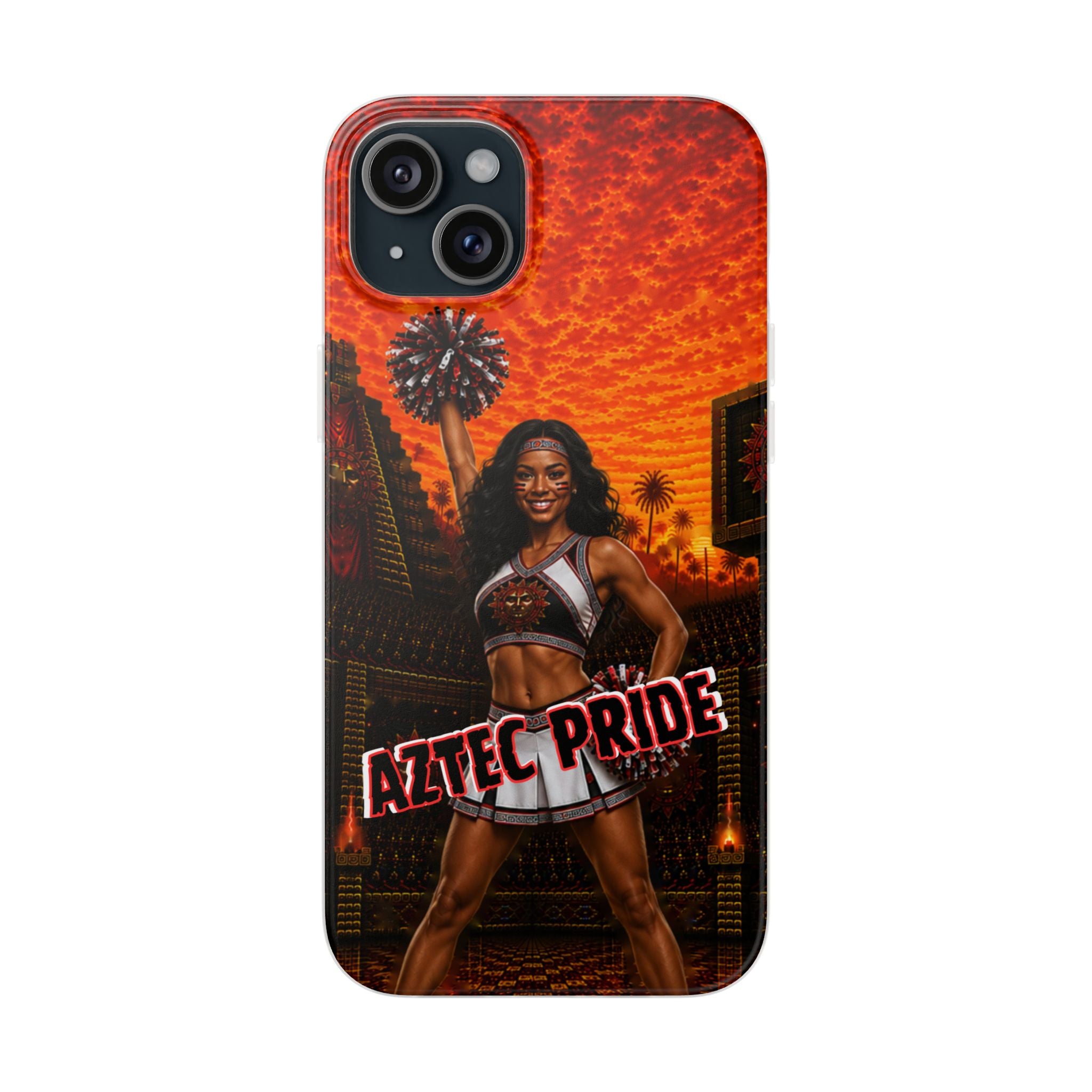 Aztec Cheerleader Warrior – Flexi Phone Case (iPhone & Samsung • Clear TPU • Made & Shipped in the USA • 🚚 FREE USA Shipping • Personalized Option)