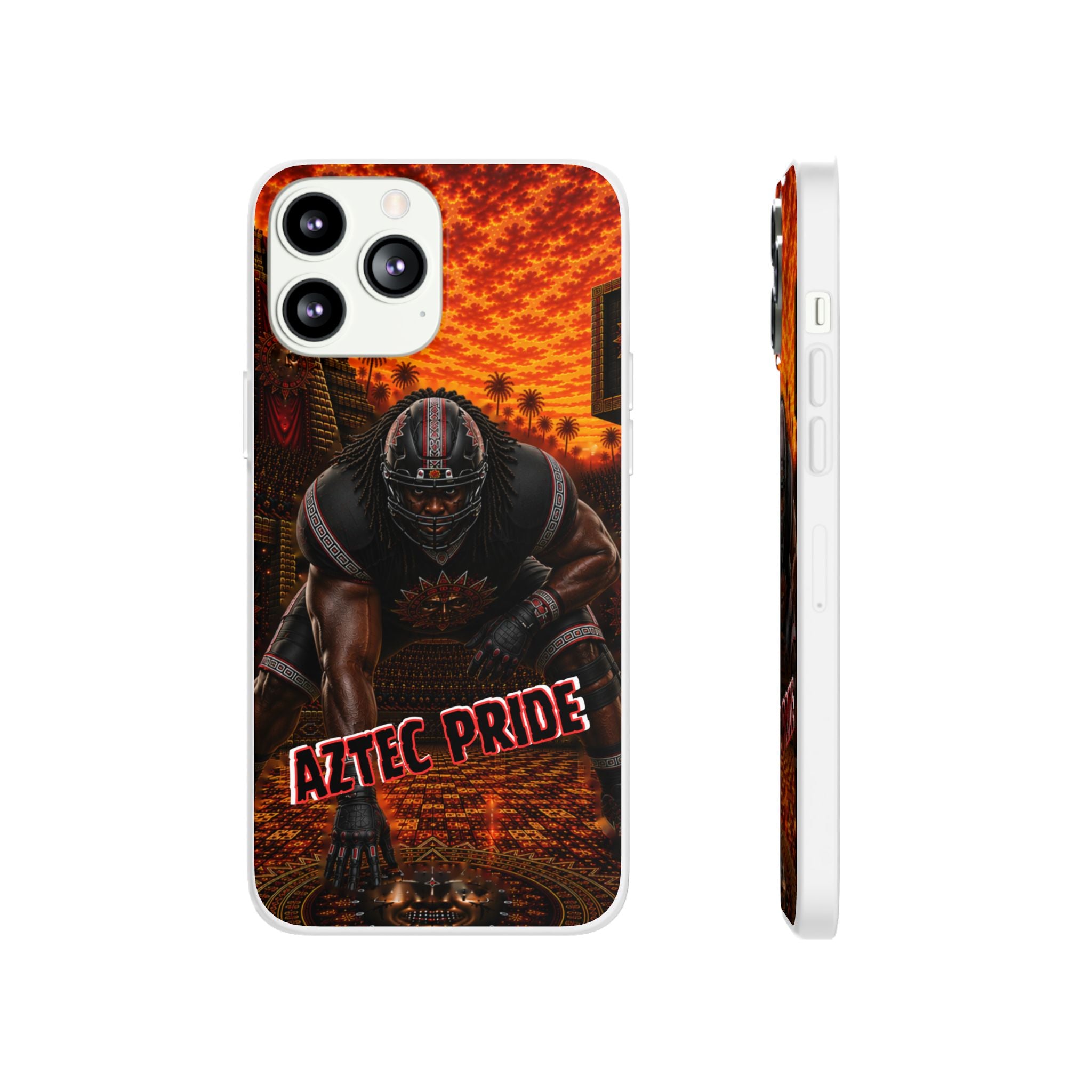 Aztec Football Warrior – Flexi Phone Case (iPhone & Samsung • Clear TPU • Made & Shipped in the USA • 🚚 FREE USA Shipping • Personalized Option)