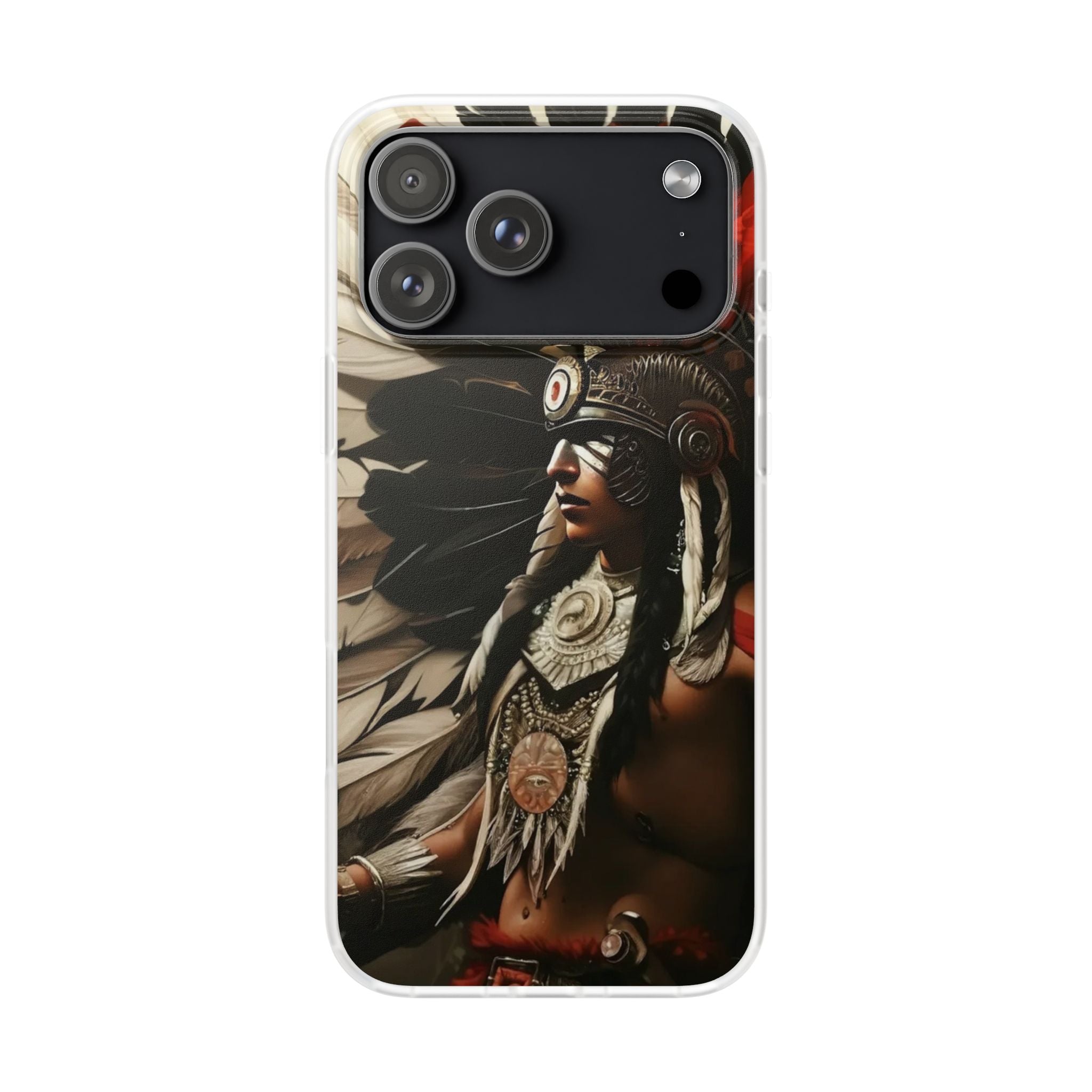 Aztec Fierce Warrior – Flexi Phone Case (iPhone & Samsung • Clear TPU • Made in USA • Personalized Option)