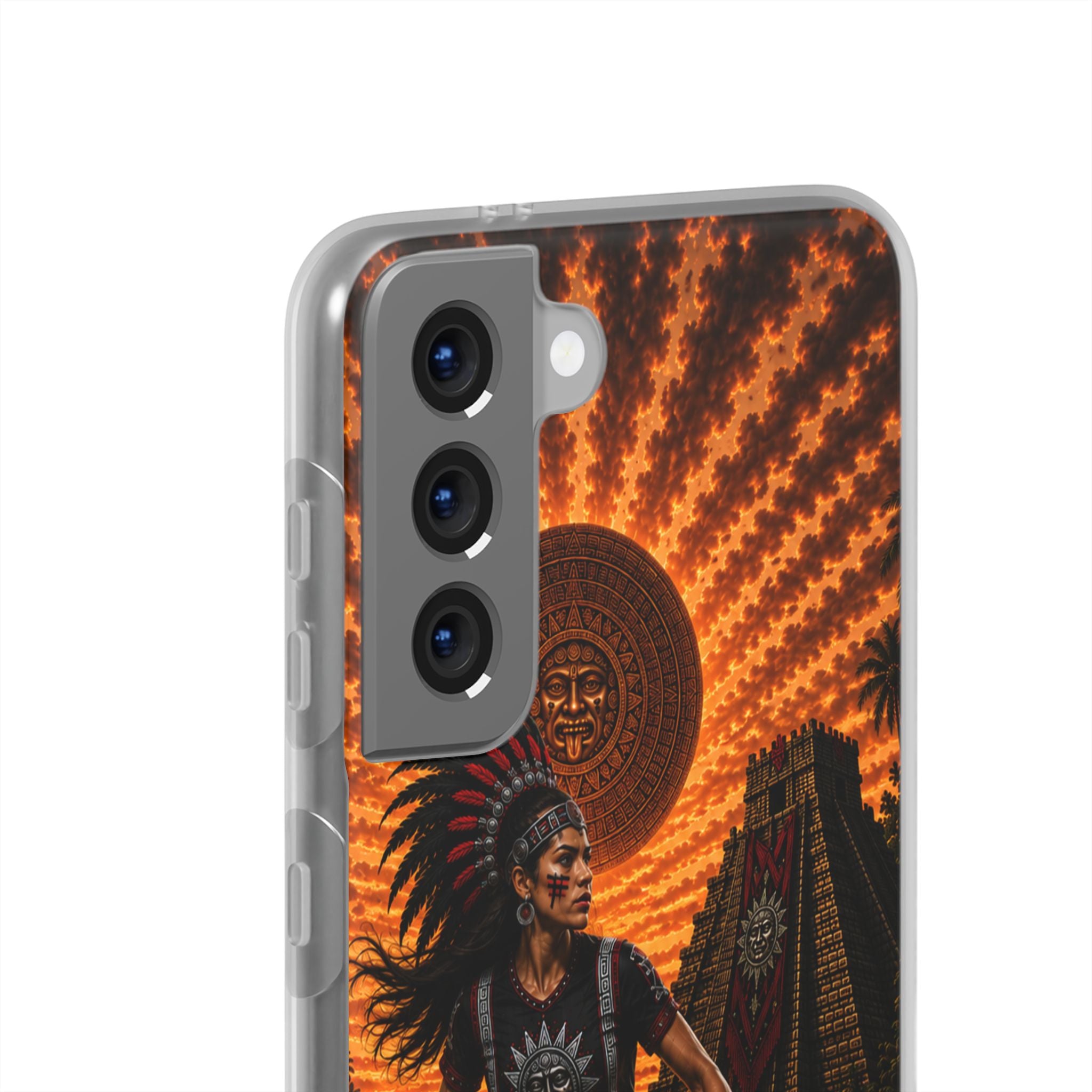 Aztec Soccer Female Warrior – Flexi Phone Case (iPhone & Samsung • Clear TPU • Made & Shipped in the USA • 🚚 FREE USA Shipping • Personalized Option)