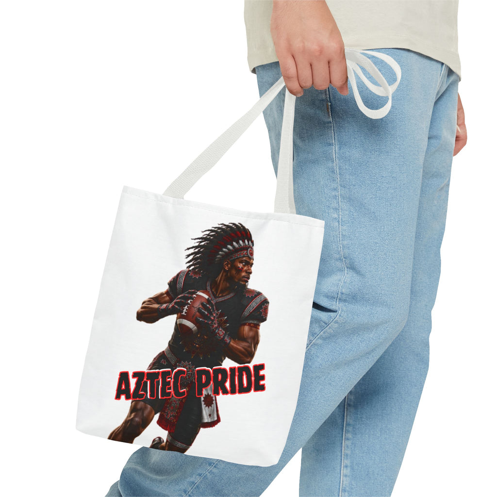 Aztec Football Quarterback Warrior Tote Bag | Aztec-Inspired AI Art • Made & Shipped in the USA • 🚚 FREE USA Shipping • FREE Personalization