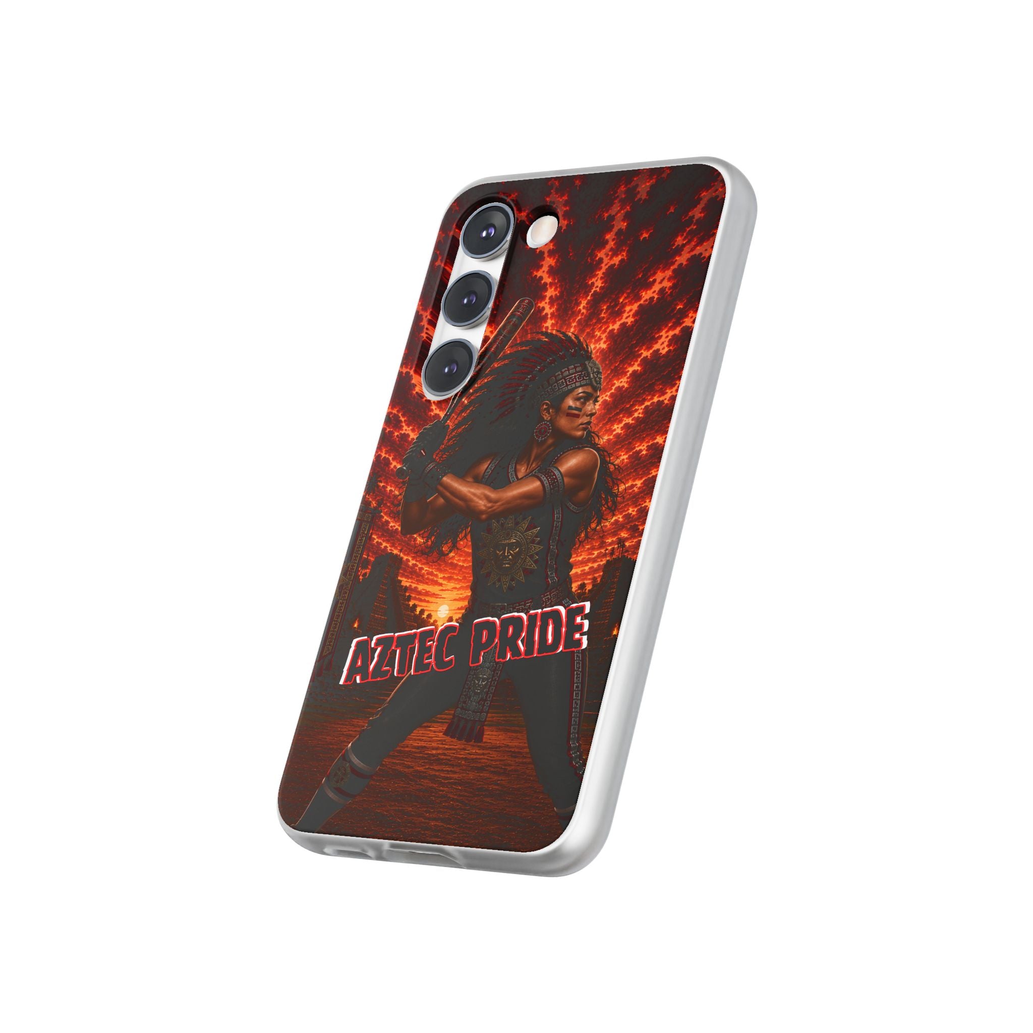 Aztec Softball Warrior – Flexi Phone Case (iPhone & Samsung • Clear TPU • Made & Shipped in the USA • 🚚 FREE USA Shipping • Personalized Option)