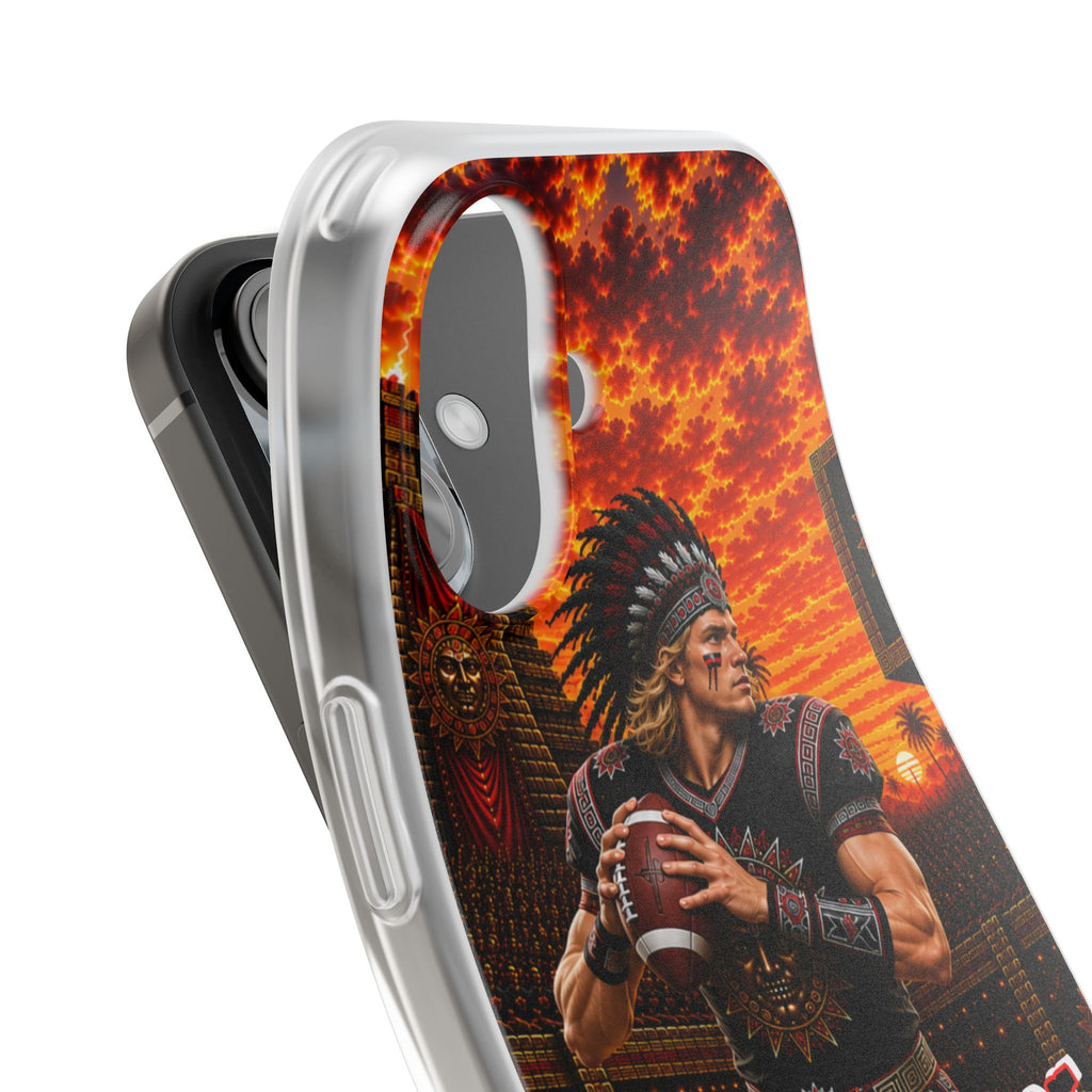 Aztec Football Warrior – Flexi Phone Case (iPhone & Samsung • Clear TPU • Made & Shipped in the USA • 🚚 FREE USA Shipping • Personalized Option)