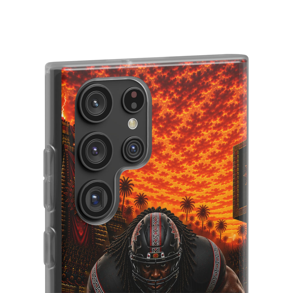 Aztec Football Warrior – Flexi Phone Case (iPhone & Samsung • Clear TPU • Made & Shipped in the USA • 🚚 FREE USA Shipping • Personalized Option)