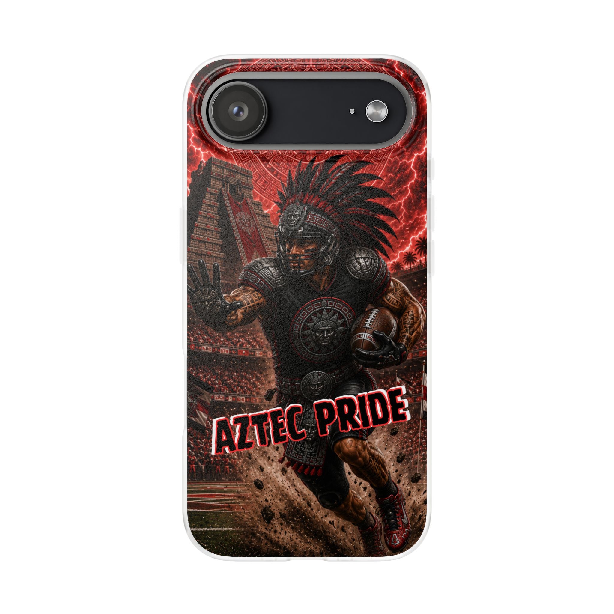 Aztec Football Warrior – Flexi Phone Case (iPhone & Samsung • Clear TPU • Made in USA • Personalized Option)