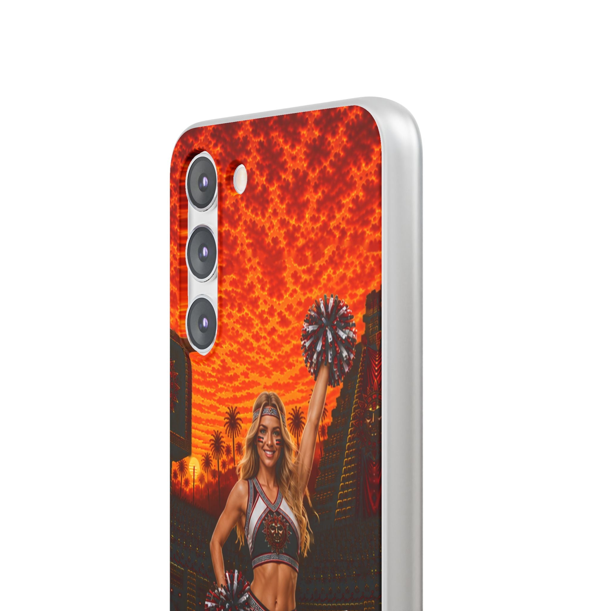 Aztec Cheerleader Warrior – Flexi Phone Case (iPhone & Samsung • Clear TPU • Made & Shipped in the USA • 🚚 FREE USA Shipping • Personalized Option)