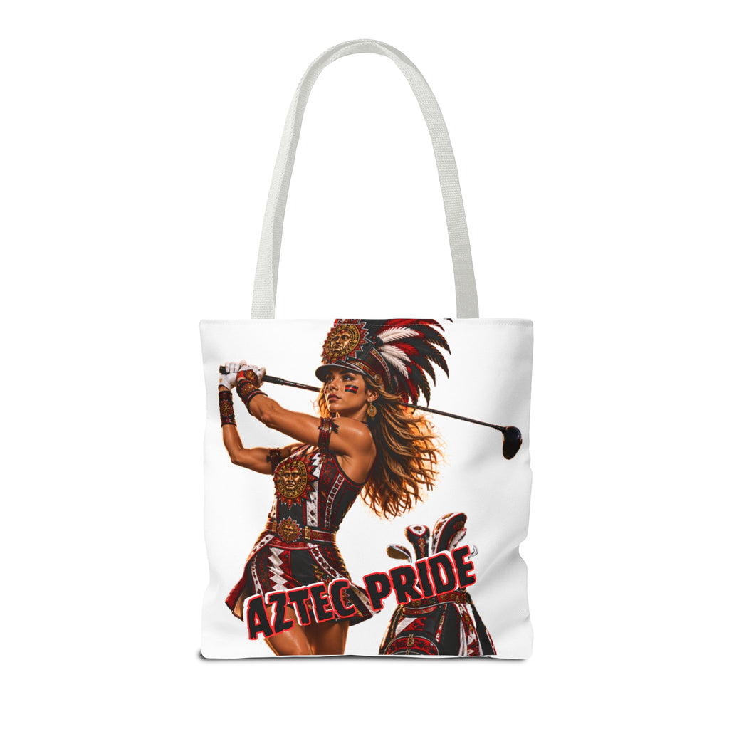 Aztec Golf Female Warrior Tote Bag | Aztec-Inspired AI Art • Made & Shipped in the USA • 🚚 FREE USA Shipping • FREE Personalization