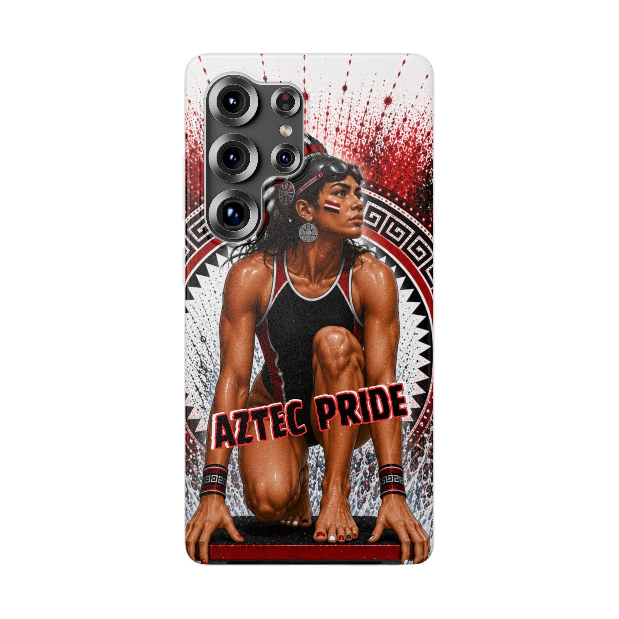 Aztec Swim & Dive Warrior – Flexi Phone Case (iPhone & Samsung • Clear TPU • Made & Shipped in the USA • 🚚 FREE USA Shipping • Personalized Option)