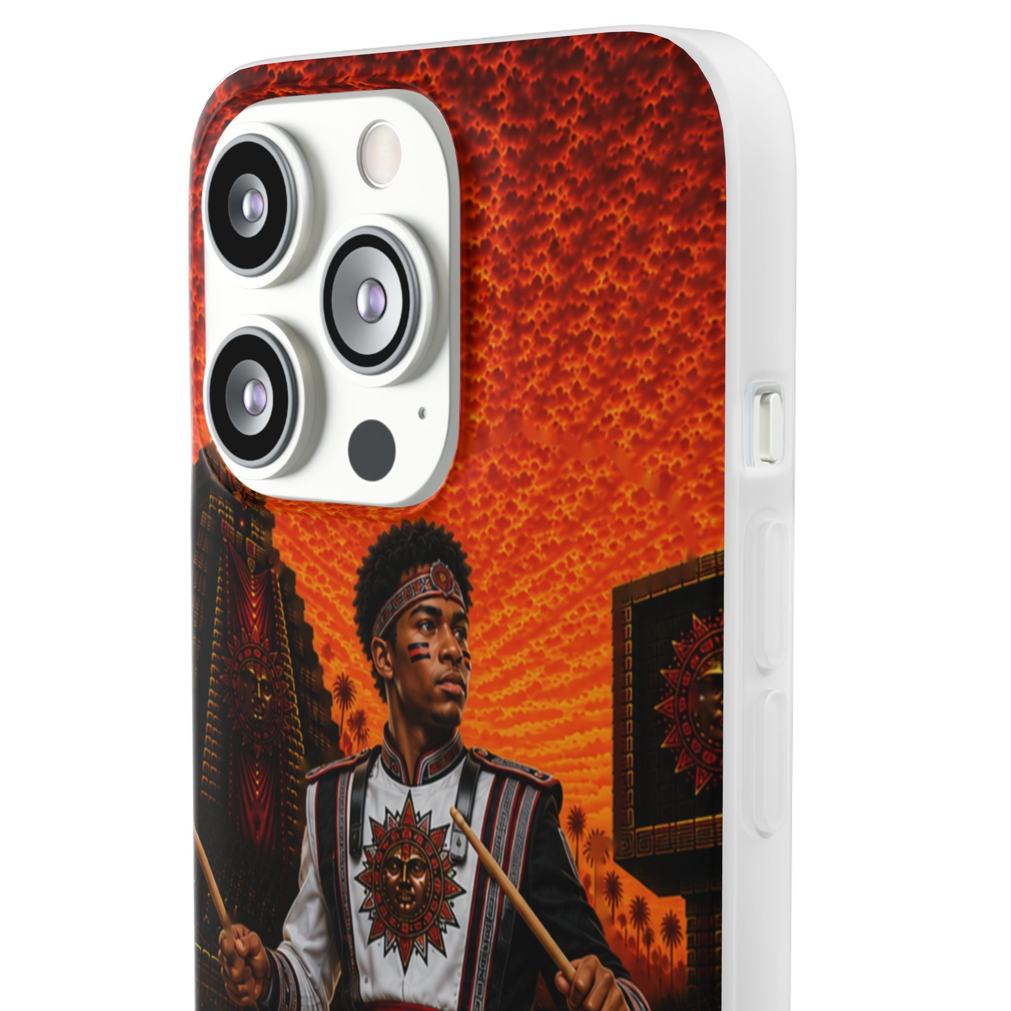 Aztec Band Warrior – Flexi Phone Case (iPhone & Samsung • Clear TPU • Made & Shipped in the USA • 🚚 FREE USA Shipping • Personalized Option)