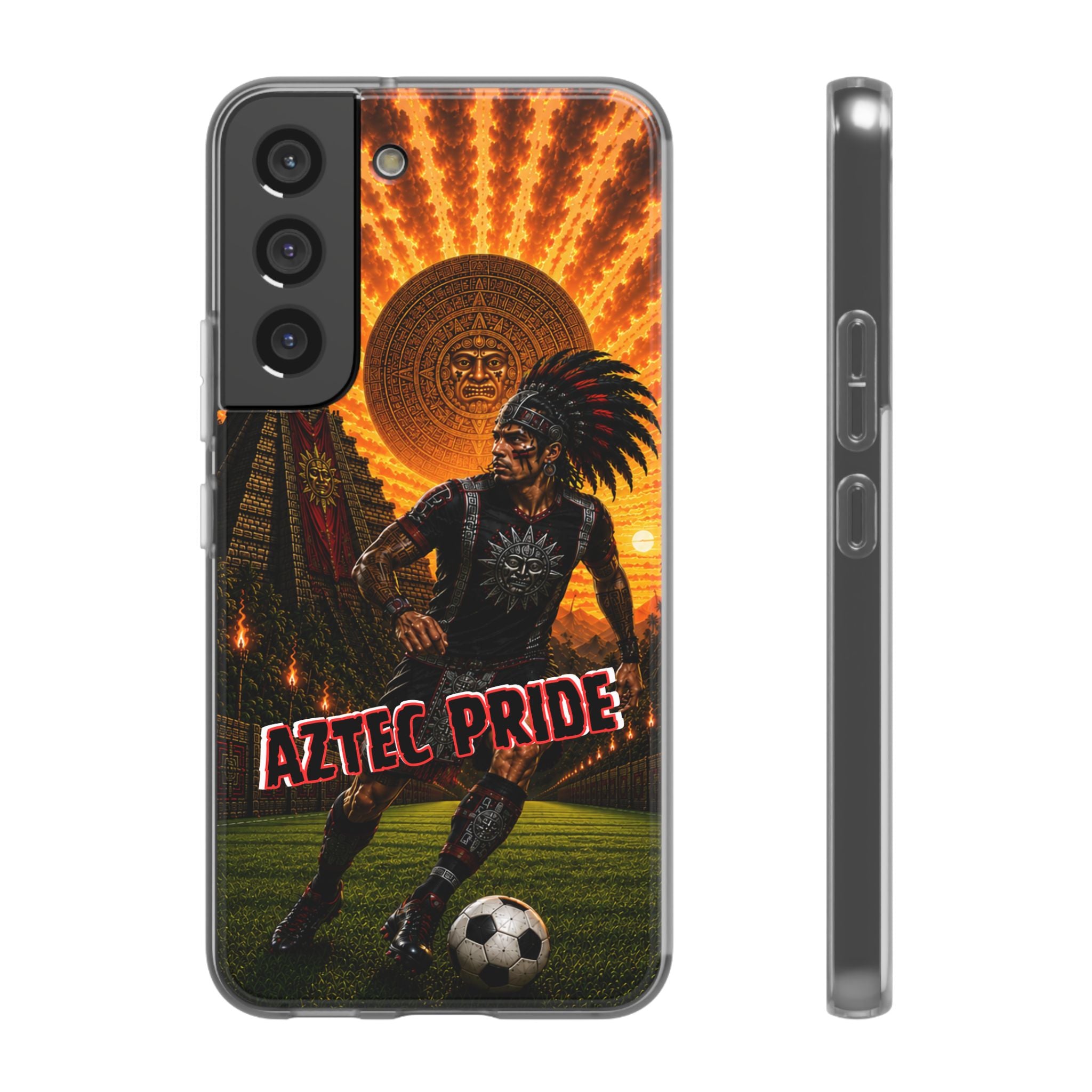 Aztec Soccer Male Warrior – Flexi Phone Case (iPhone & Samsung • Clear TPU • Made & Shipped in the USA • 🚚 FREE USA Shipping • Personalized Option)