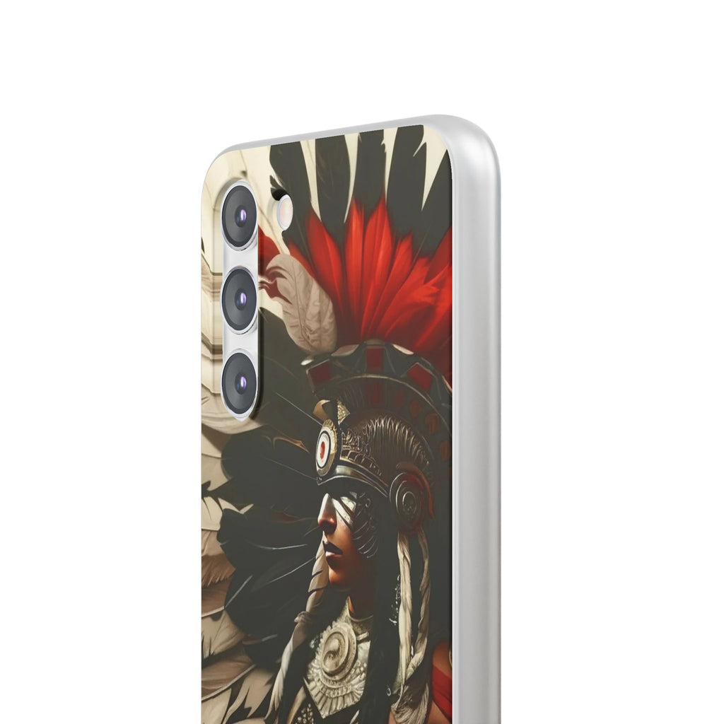 Aztec Fierce Warrior – Flexi Phone Case (iPhone & Samsung • Clear TPU • Made in USA • Personalized Option)
