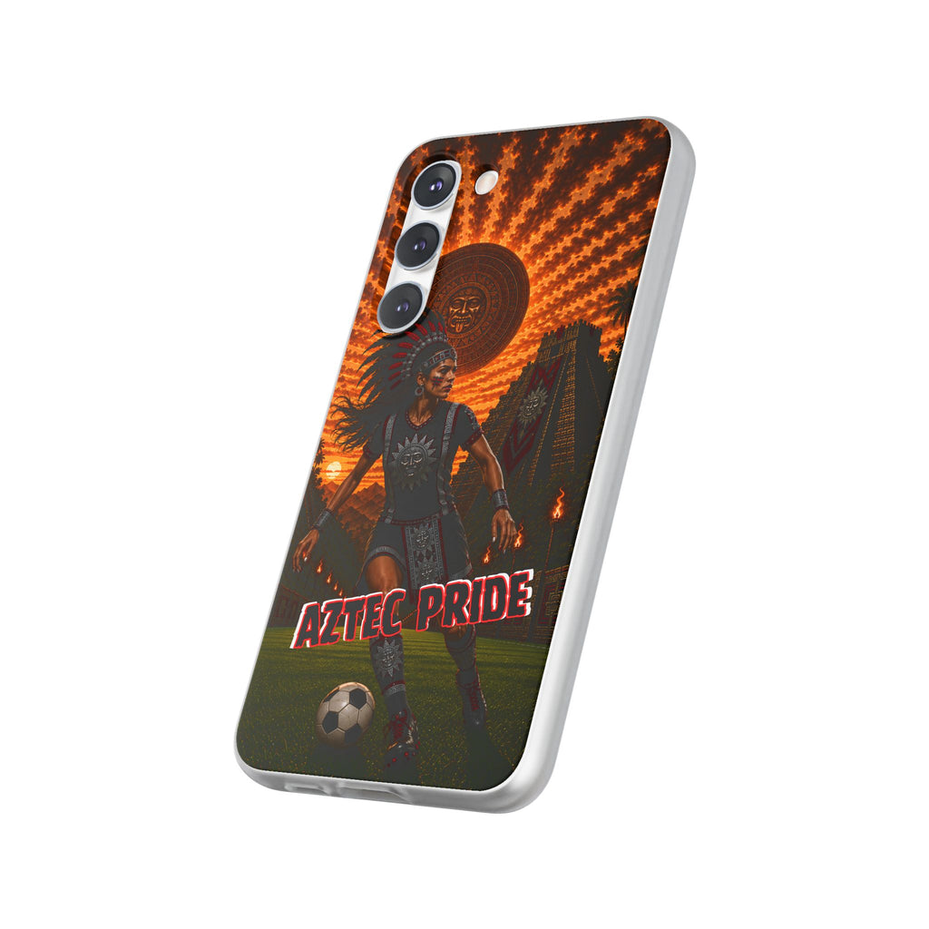Aztec Soccer Female Warrior – Flexi Phone Case (iPhone & Samsung • Clear TPU • Made & Shipped in the USA • 🚚 FREE USA Shipping • Personalized Option)