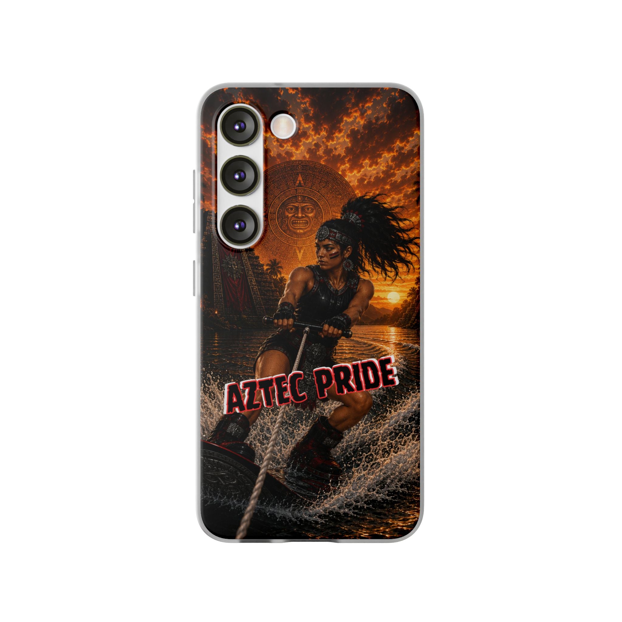 Aztec Wakeboard Female Warrior – Flexi Phone Case (iPhone & Samsung • Clear TPU • Made & Shipped in the USA • 🚚 FREE USA Shipping • Personalized Option)