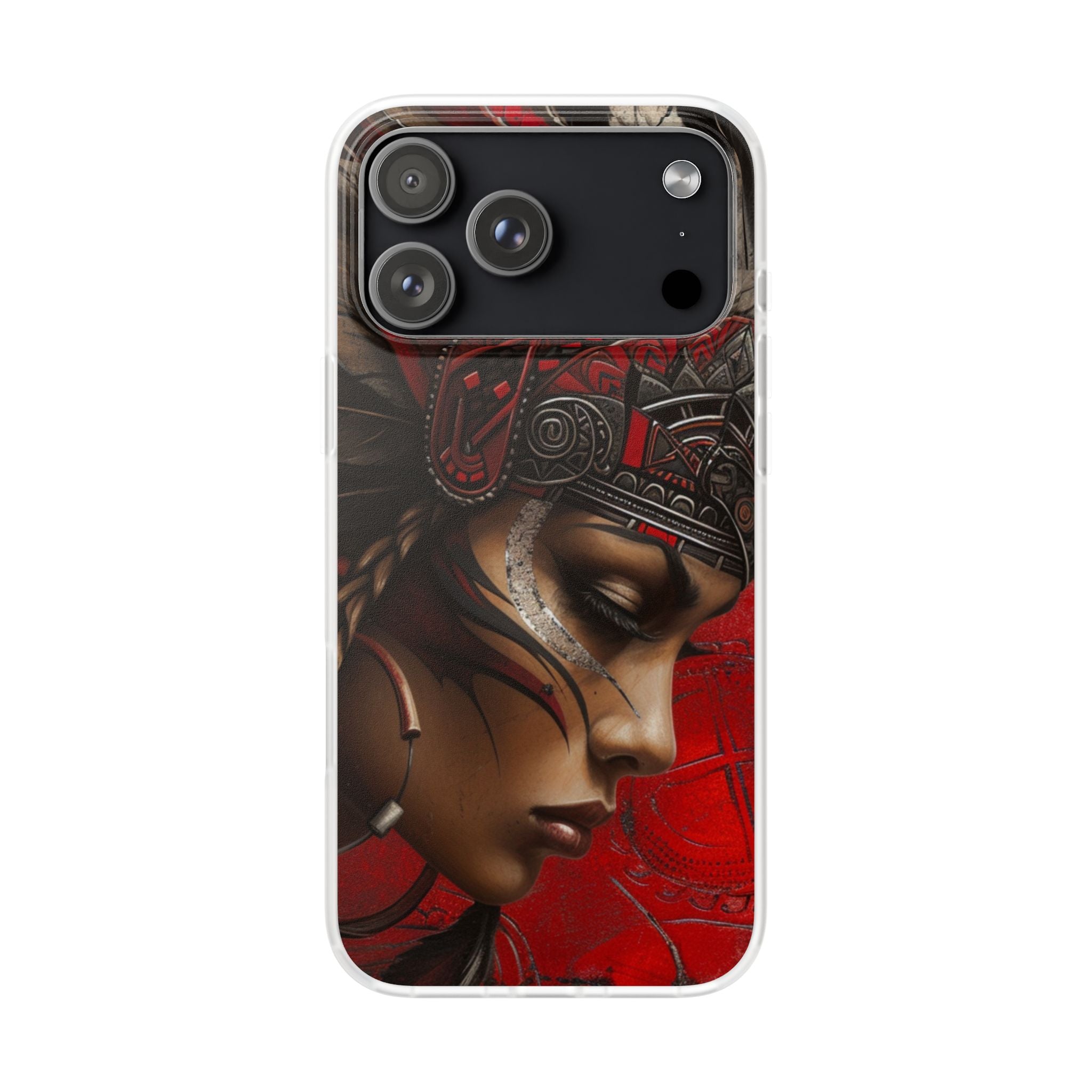 Aztec Sun Goddess – Flexi Phone Case (iPhone & Samsung • Clear TPU • Made in USA • Personalized Option)