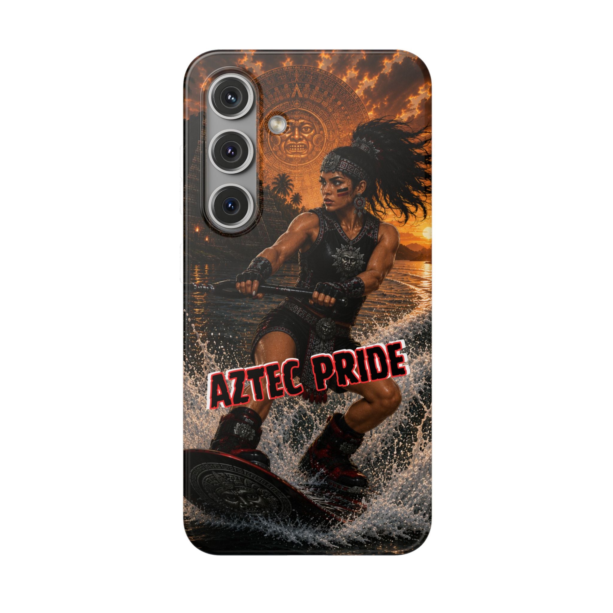 Aztec Wakeboard Female Warrior – Flexi Phone Case (iPhone & Samsung • Clear TPU • Made & Shipped in the USA • 🚚 FREE USA Shipping • Personalized Option)
