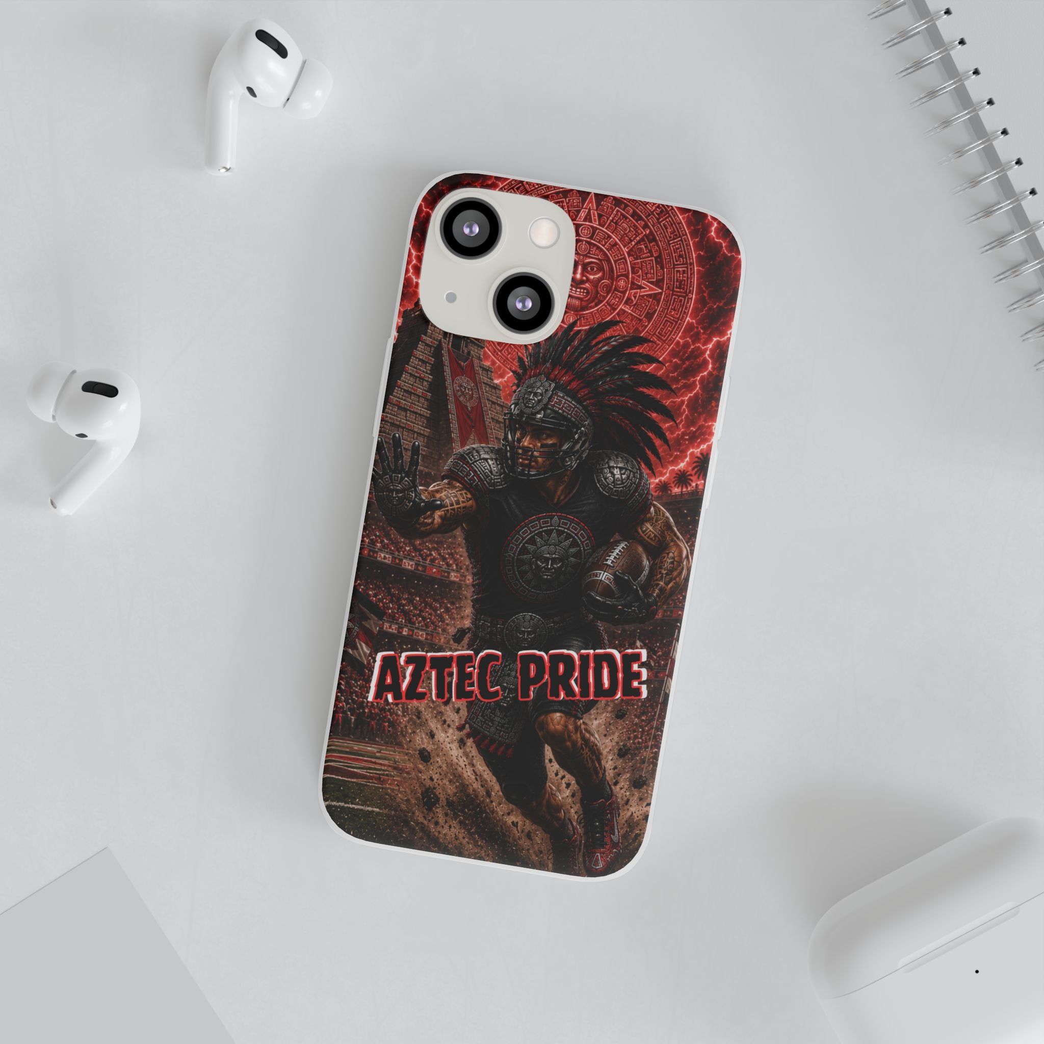 Aztec Football Warrior – Flexi Phone Case (iPhone & Samsung • Clear TPU • Made in USA • Personalized Option)