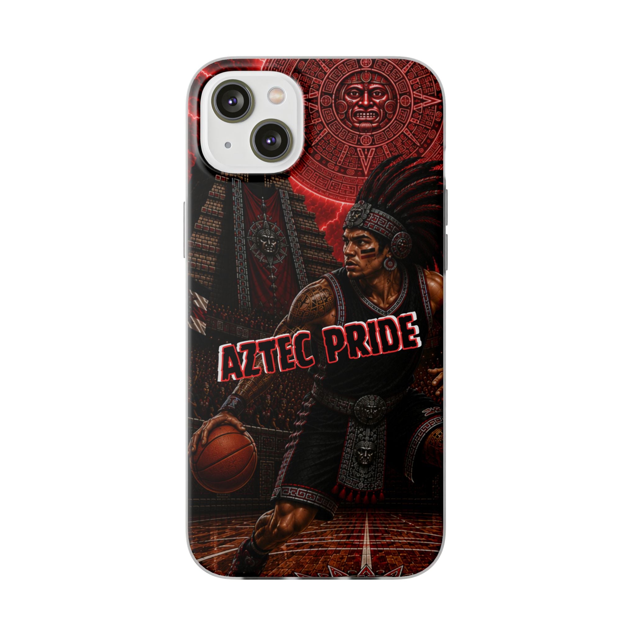 Aztec Basketall Warrior – Flexi Phone Case (iPhone & Samsung • Clear TPU • Made & Shipped in the USA • 🚚 FREE USA Shipping • Personalized Option)