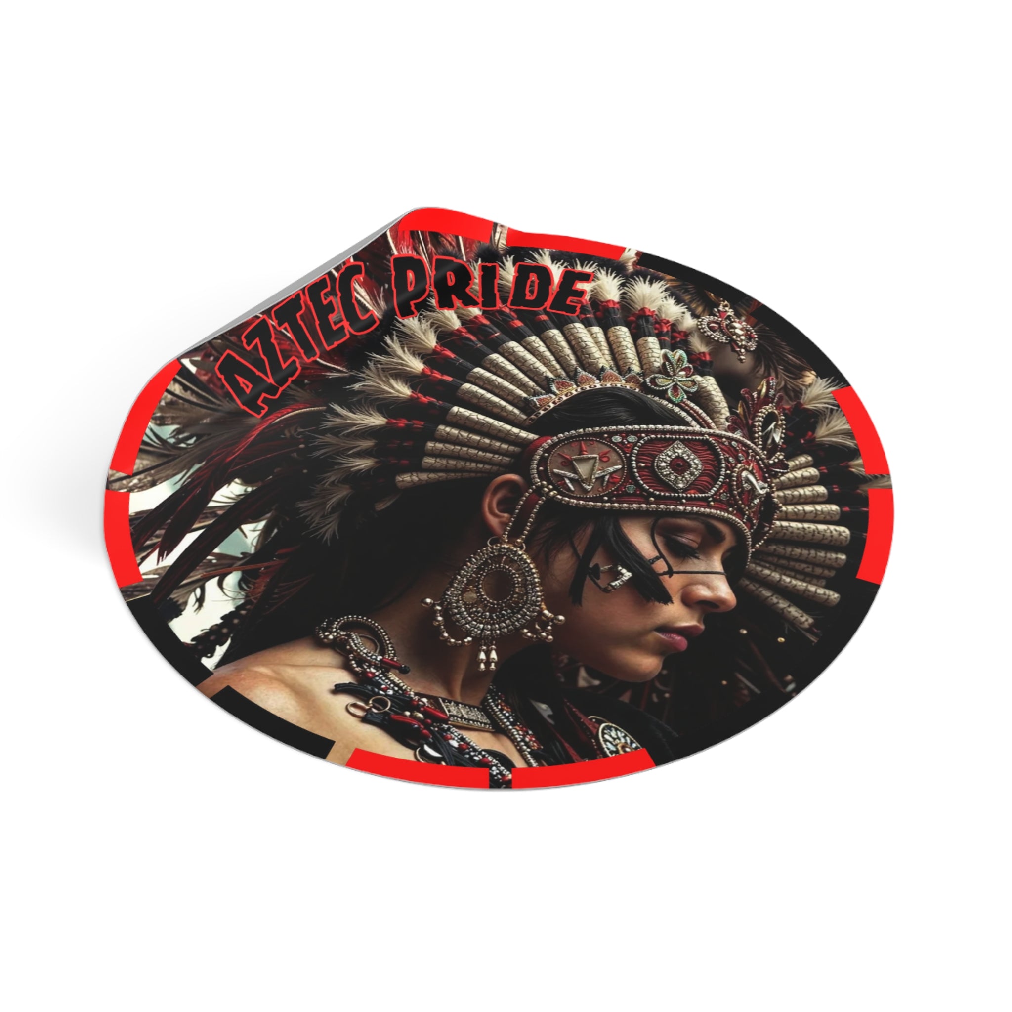 Aztec Goddess Spirit Round Vinyl Sticker – Waterproof Matte Decal (2”–6”)