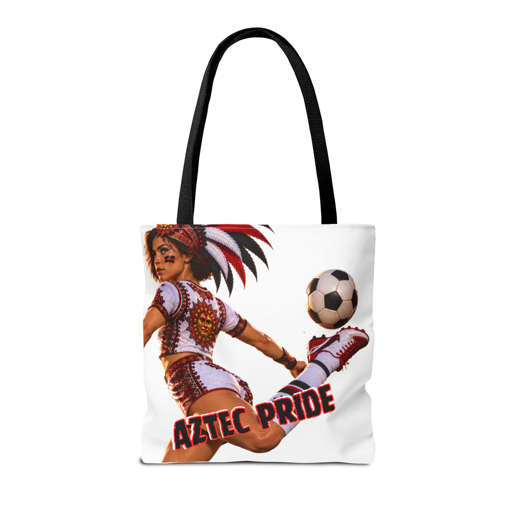Aztec Soccer Female Warrior Tote Bag | Aztec-Inspired AI Art • Made & Shipped in the USA • 🚚 FREE USA Shipping • FREE Personalization