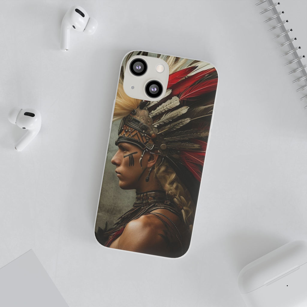 Aztec Storm Warrior – Flexi Phone Case (iPhone & Samsung • Clear TPU • Made in USA • Personalized Option)