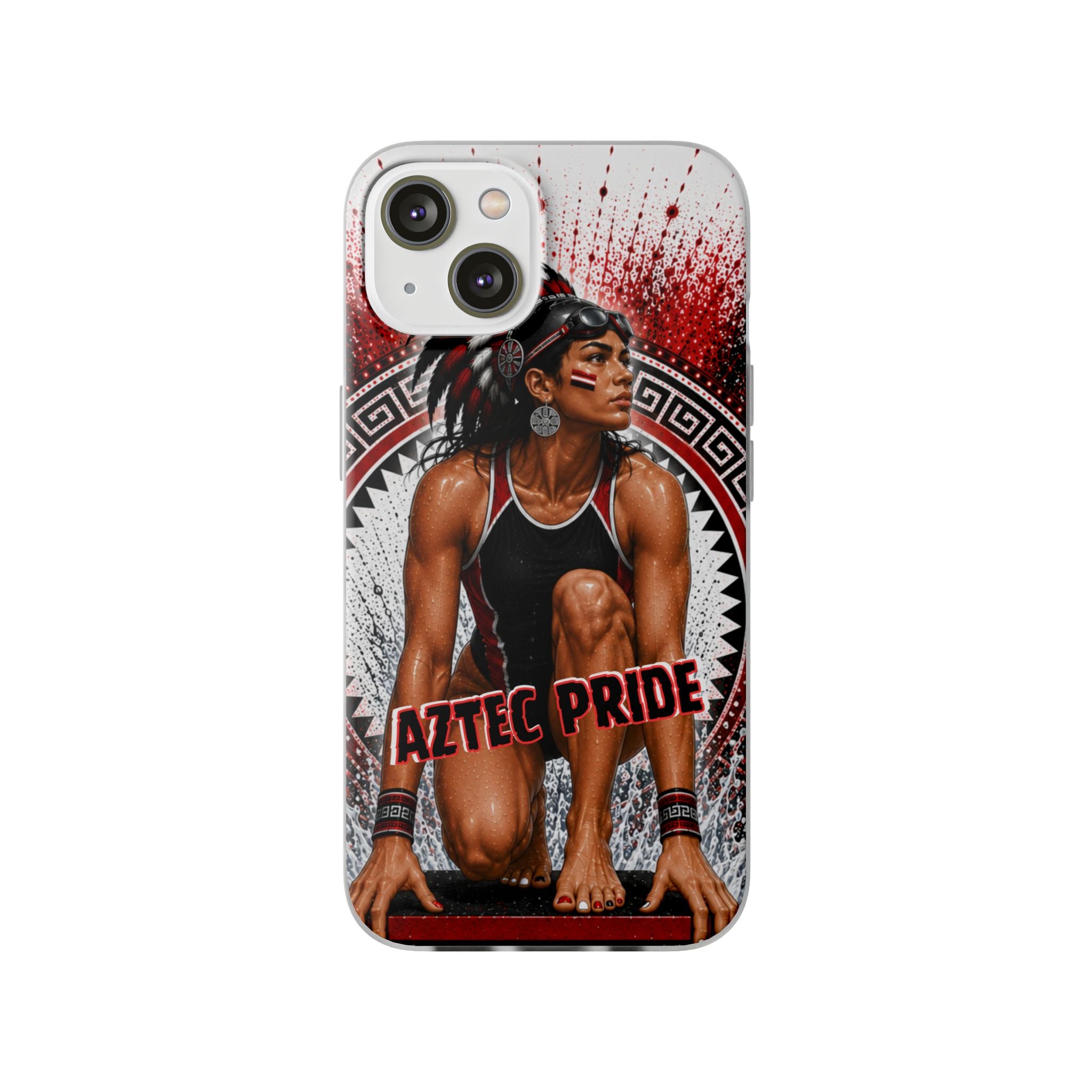 Aztec Swim & Dive Warrior – Flexi Phone Case (iPhone & Samsung • Clear TPU • Made & Shipped in the USA • 🚚 FREE USA Shipping • Personalized Option)
