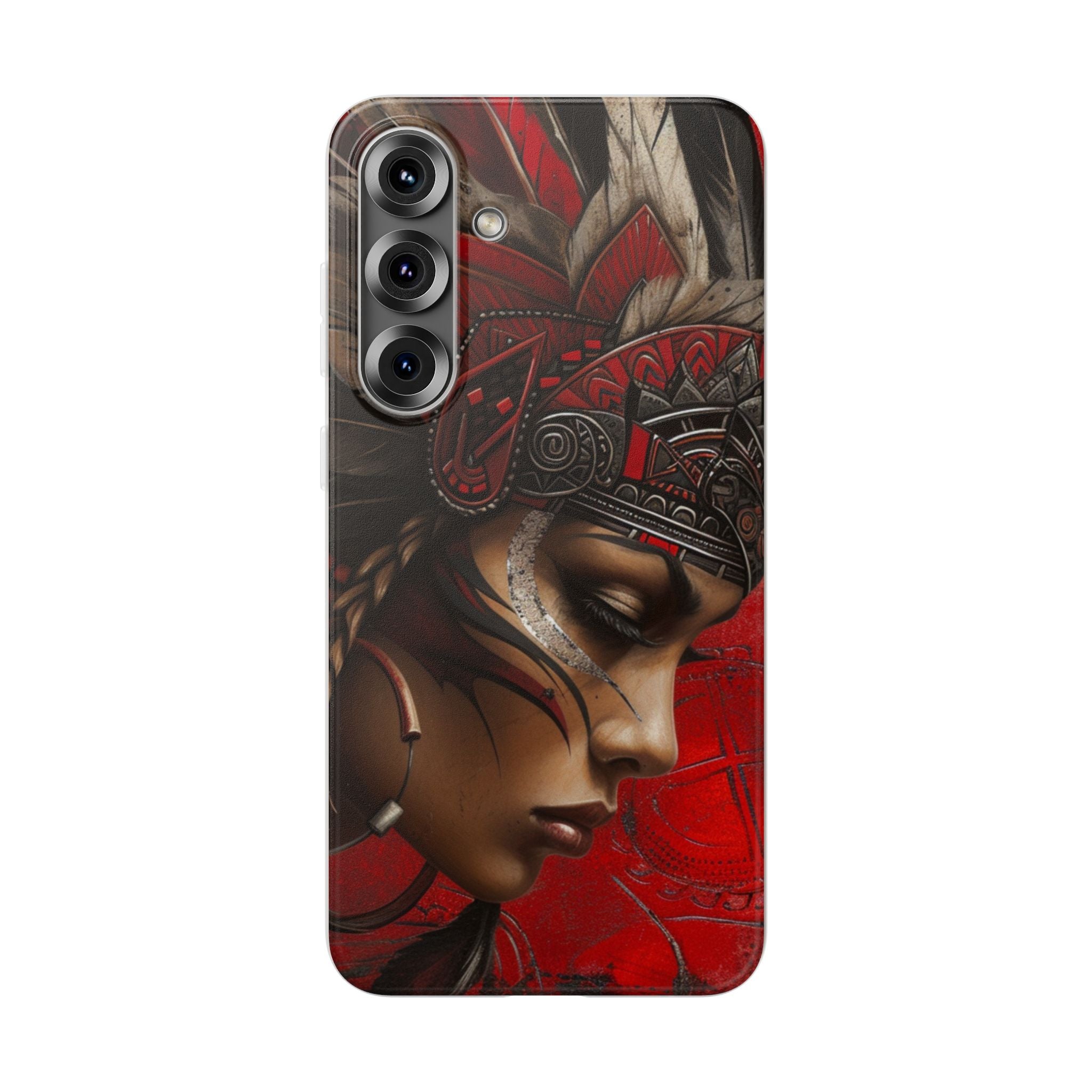Aztec Sun Goddess – Flexi Phone Case (iPhone & Samsung • Clear TPU • Made in USA • Personalized Option)