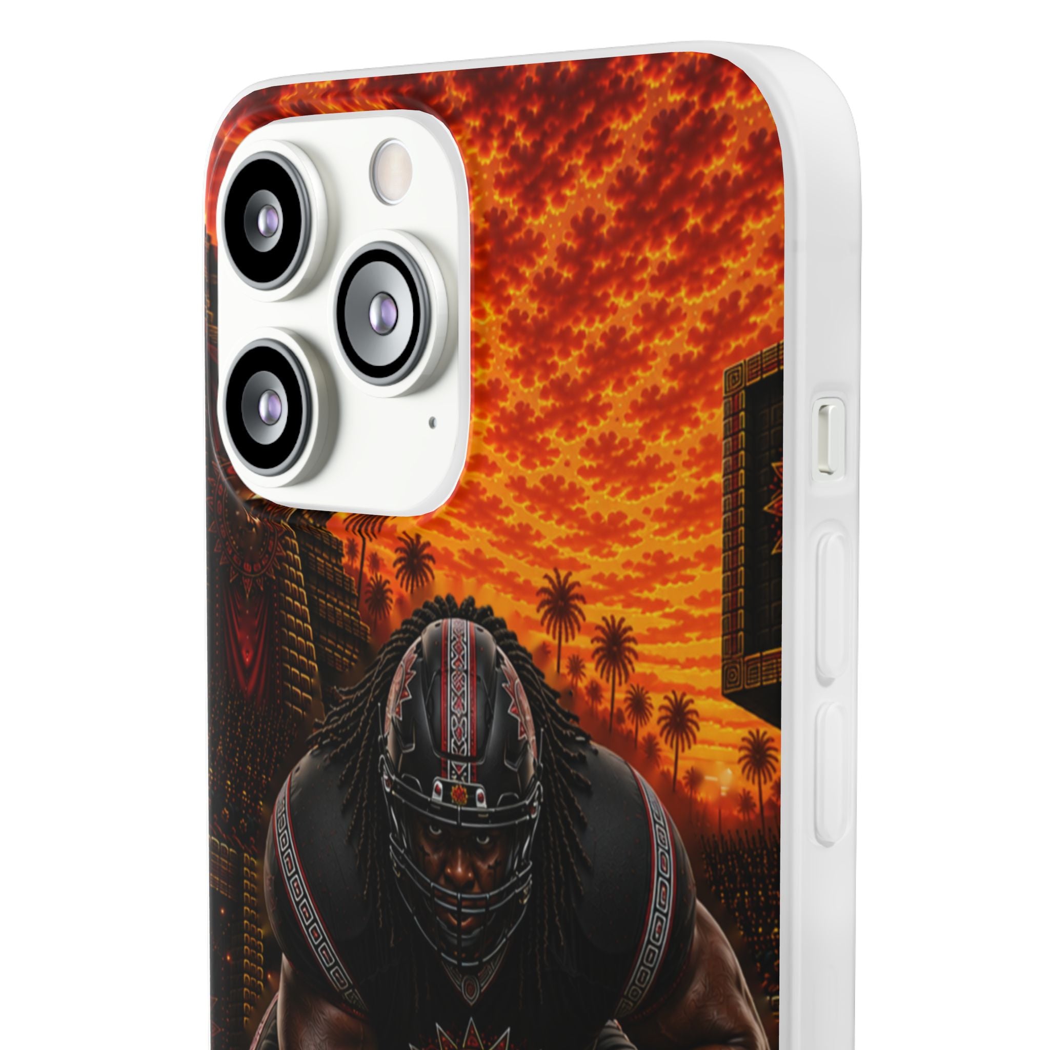 Aztec Football Warrior – Flexi Phone Case (iPhone & Samsung • Clear TPU • Made & Shipped in the USA • 🚚 FREE USA Shipping • Personalized Option)
