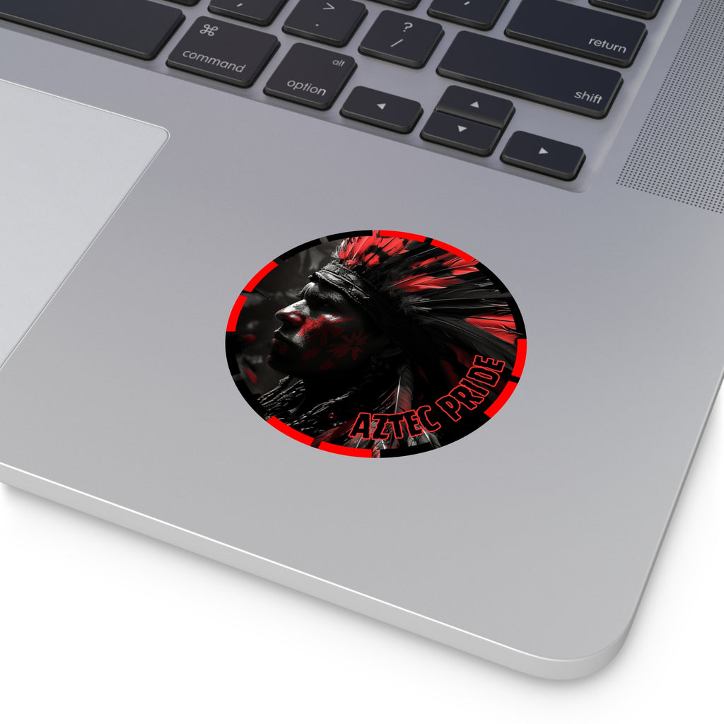 Aztec Jaguar Warrior Round Vinyl Sticker – Waterproof Matte Decal (2”–6”)