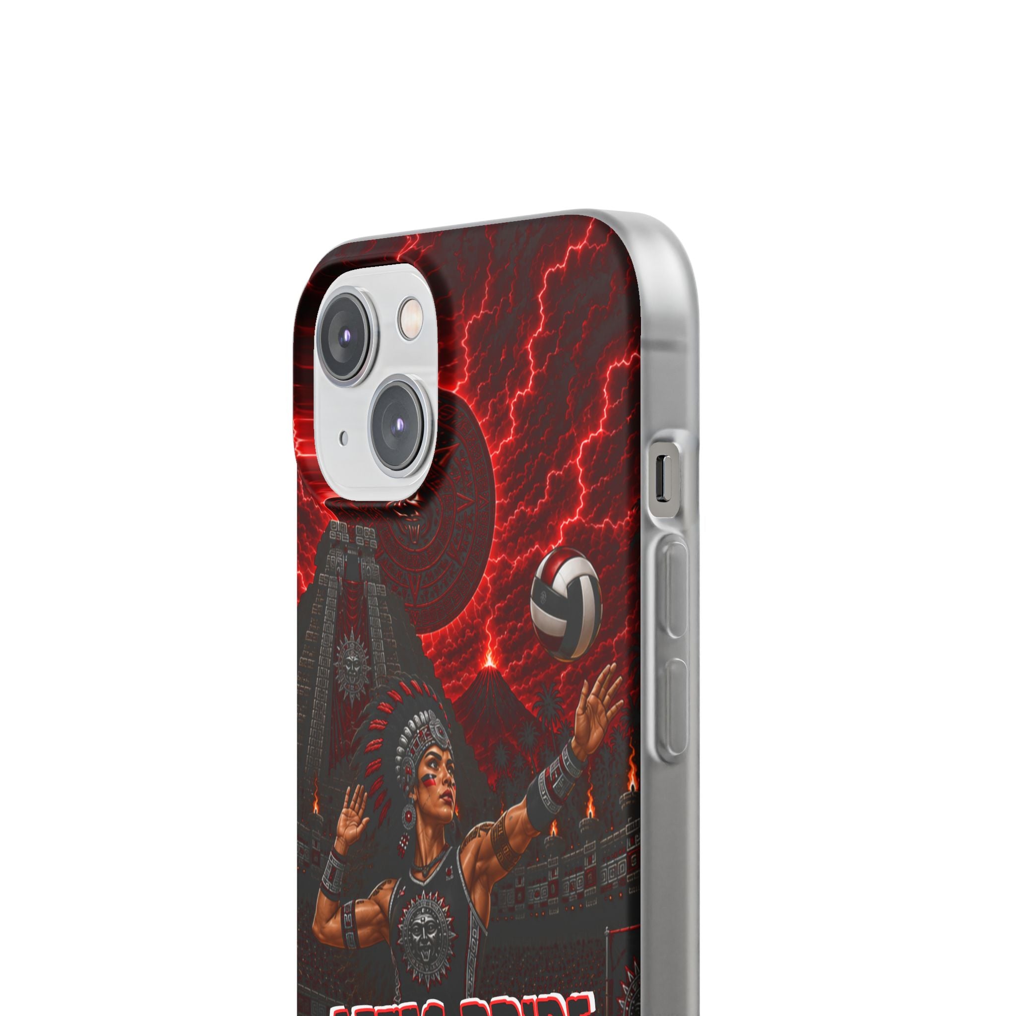 Aztec Volleyball Warrior – Flexi Phone Case (iPhone & Samsung • Clear TPU • Made & Shipped in the USA • 🚚 FREE USA Shipping • Personalized Option)
