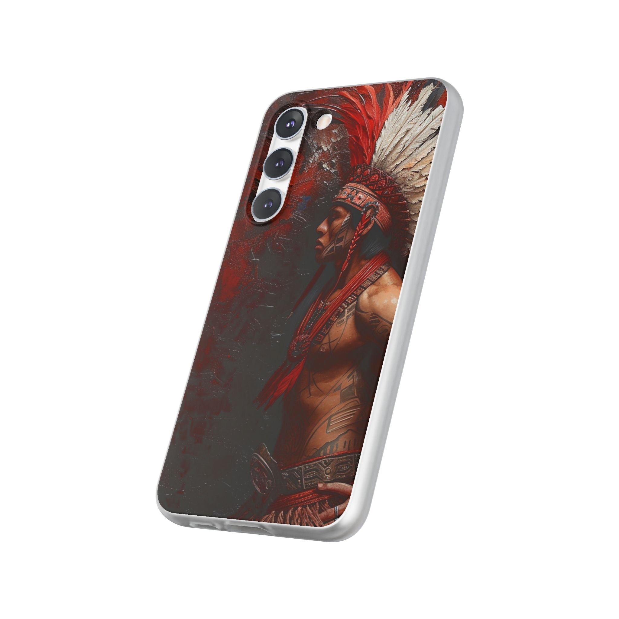 Aztec Noble Warrior – Flexi Phone Case (iPhone & Samsung • Clear TPU • Made in USA • Personalized Option)
