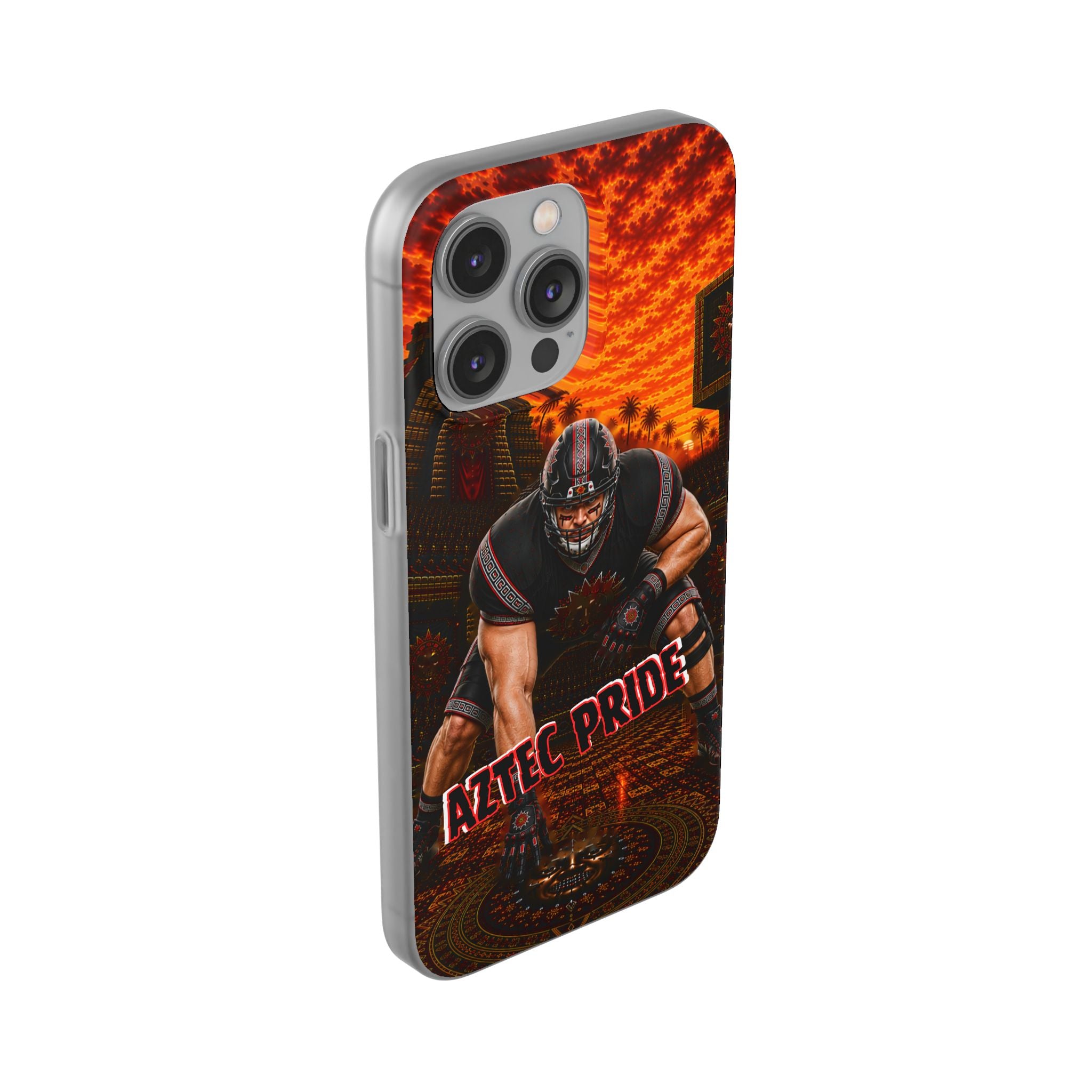 Aztec Football Warrior – Flexi Phone Case (iPhone & Samsung • Clear TPU • Made & Shipped in the USA • 🚚 FREE USA Shipping • Personalized Option)