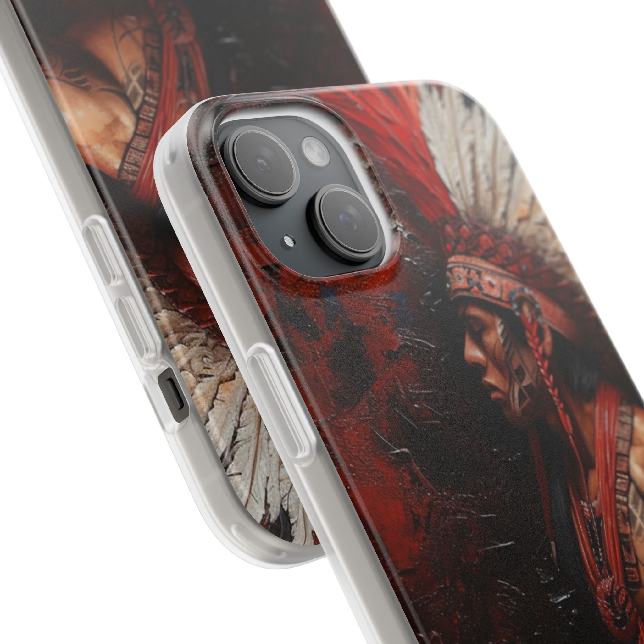Aztec Noble Warrior – Flexi Phone Case (iPhone & Samsung • Clear TPU • Made in USA • Personalized Option)