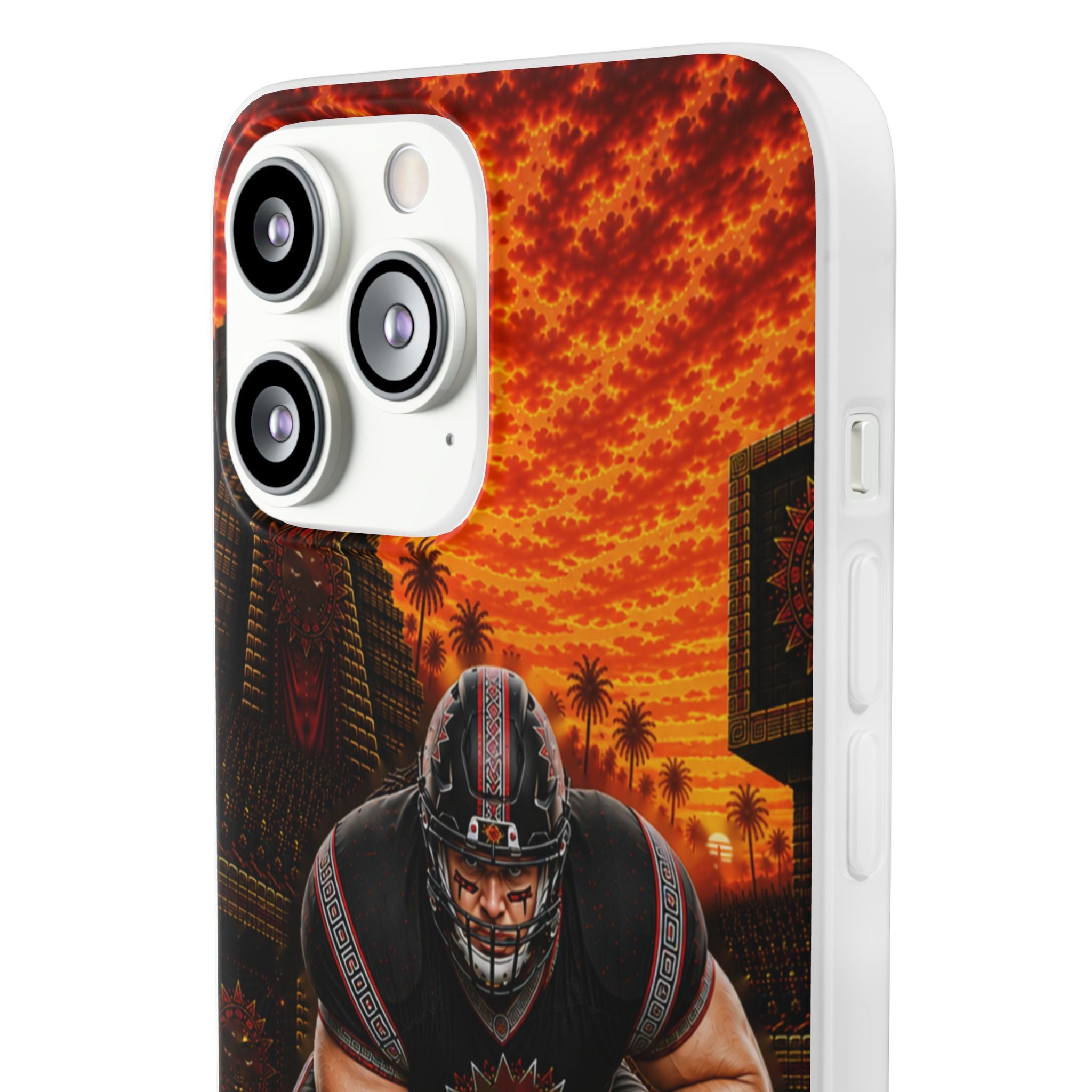 Aztec Football Warrior – Flexi Phone Case (iPhone & Samsung • Clear TPU • Made & Shipped in the USA • 🚚 FREE USA Shipping • Personalized Option)
