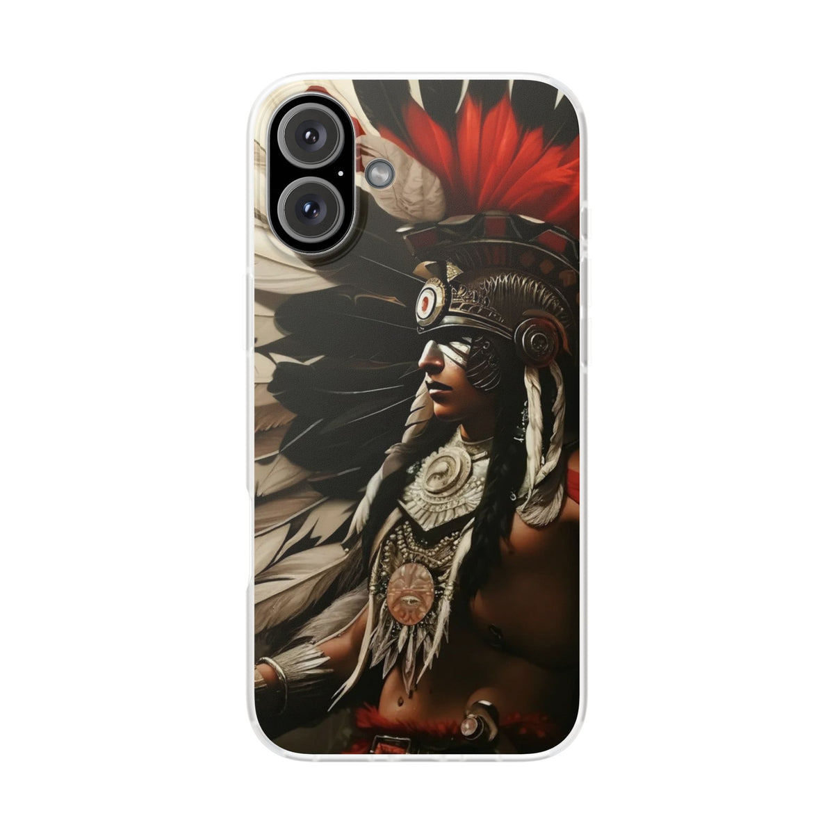 Aztec Fierce Warrior – Flexi Phone Case (iPhone & Samsung • Clear TPU • Made in USA • Personalized Option)
