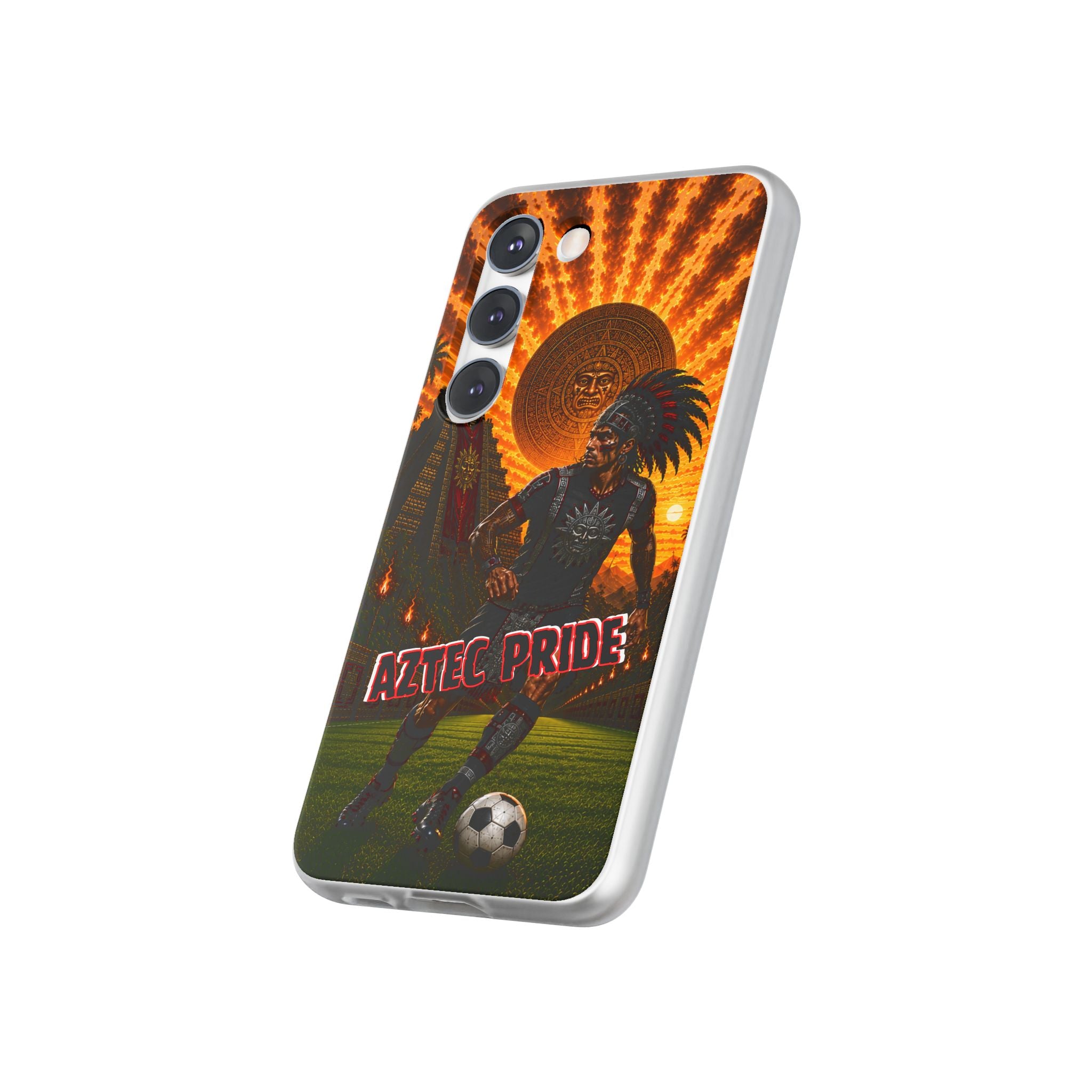 Aztec Soccer Male Warrior – Flexi Phone Case (iPhone & Samsung • Clear TPU • Made & Shipped in the USA • 🚚 FREE USA Shipping • Personalized Option)
