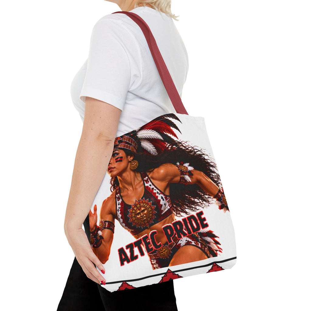 Aztec Track Female Warrior Tote Bag | Aztec-Inspired AI Art • Made & Shipped in the USA • 🚚 FREE USA Shipping • FREE Personalization