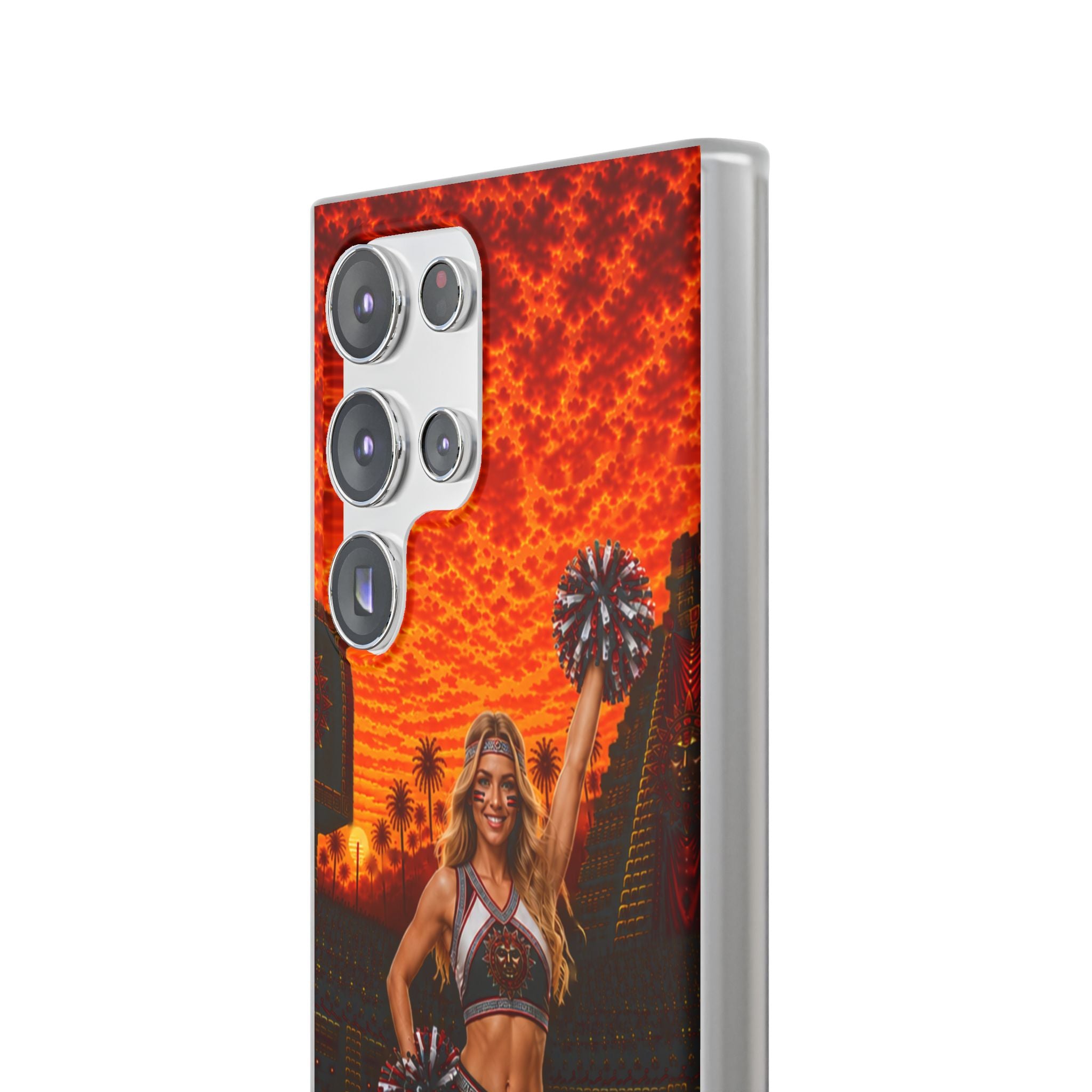 Aztec Cheerleader Warrior – Flexi Phone Case (iPhone & Samsung • Clear TPU • Made & Shipped in the USA • 🚚 FREE USA Shipping • Personalized Option)