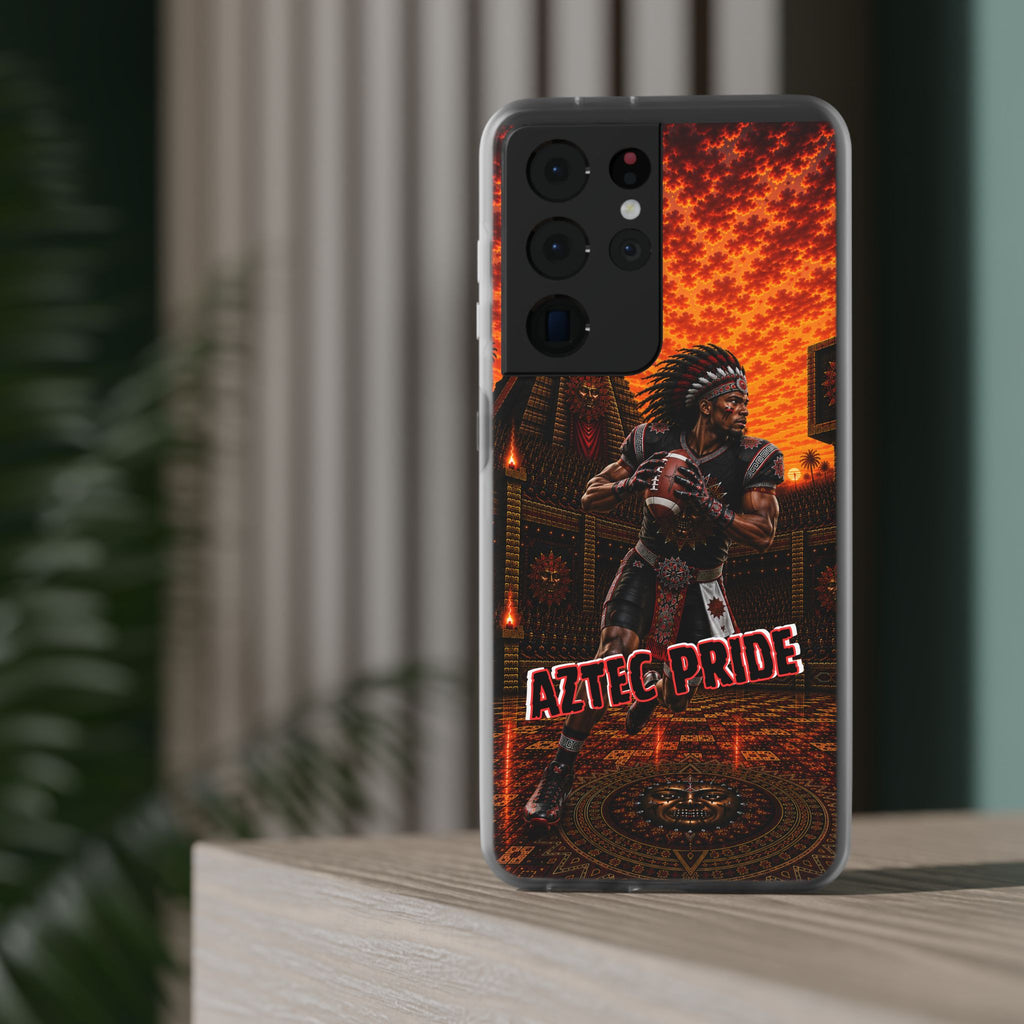 Aztec Football Warrior – Flexi Phone Case (iPhone & Samsung • Clear TPU • Made & Shipped in the USA • 🚚 FREE USA Shipping • Personalized Option)