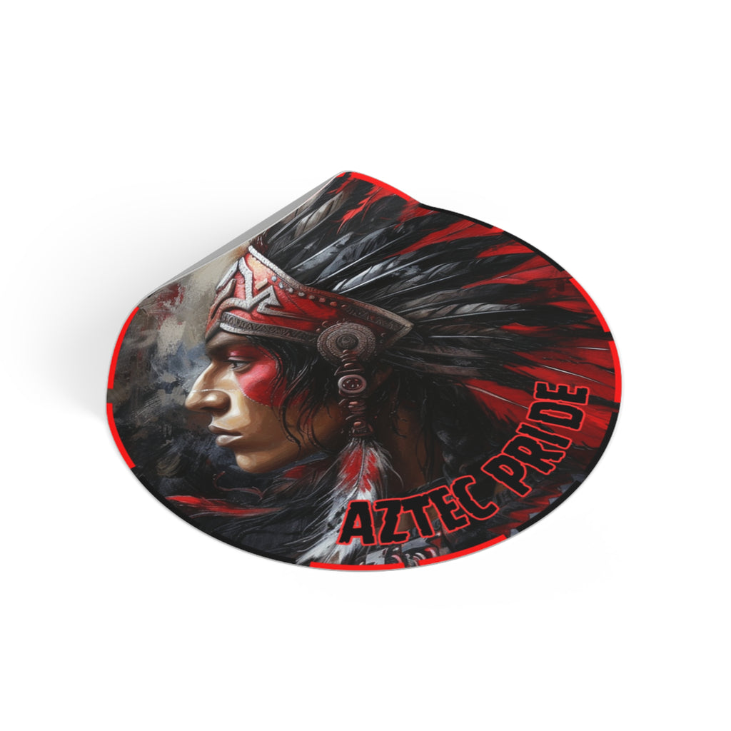 Aztec Silent Warrior Round Vinyl Sticker – Waterproof Matte Decal (2”–6”)