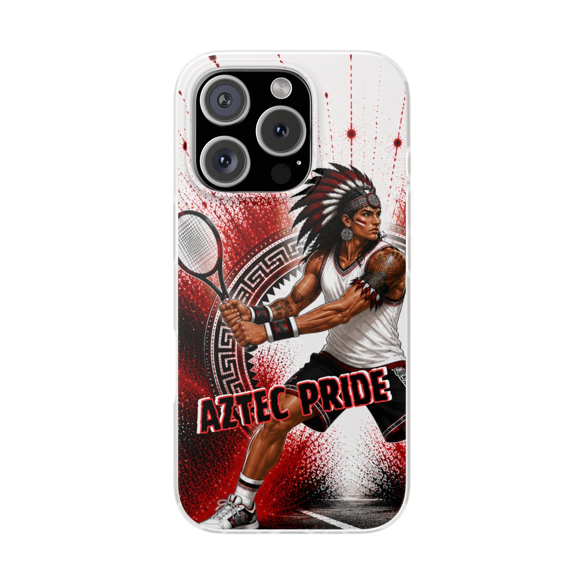 Aztec Tennis Male Warrior – Flexi Phone Case (iPhone & Samsung • Clear TPU • Made & Shipped in the USA • 🚚 FREE USA Shipping • Personalized Option)