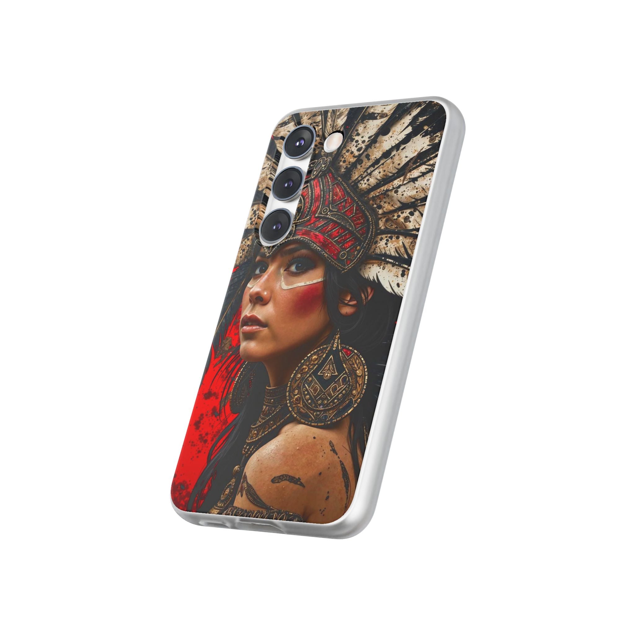 Aztec Moon Goddess – Flexi Phone Case (iPhone & Samsung • Clear TPU • Made in USA • Personalized Option)