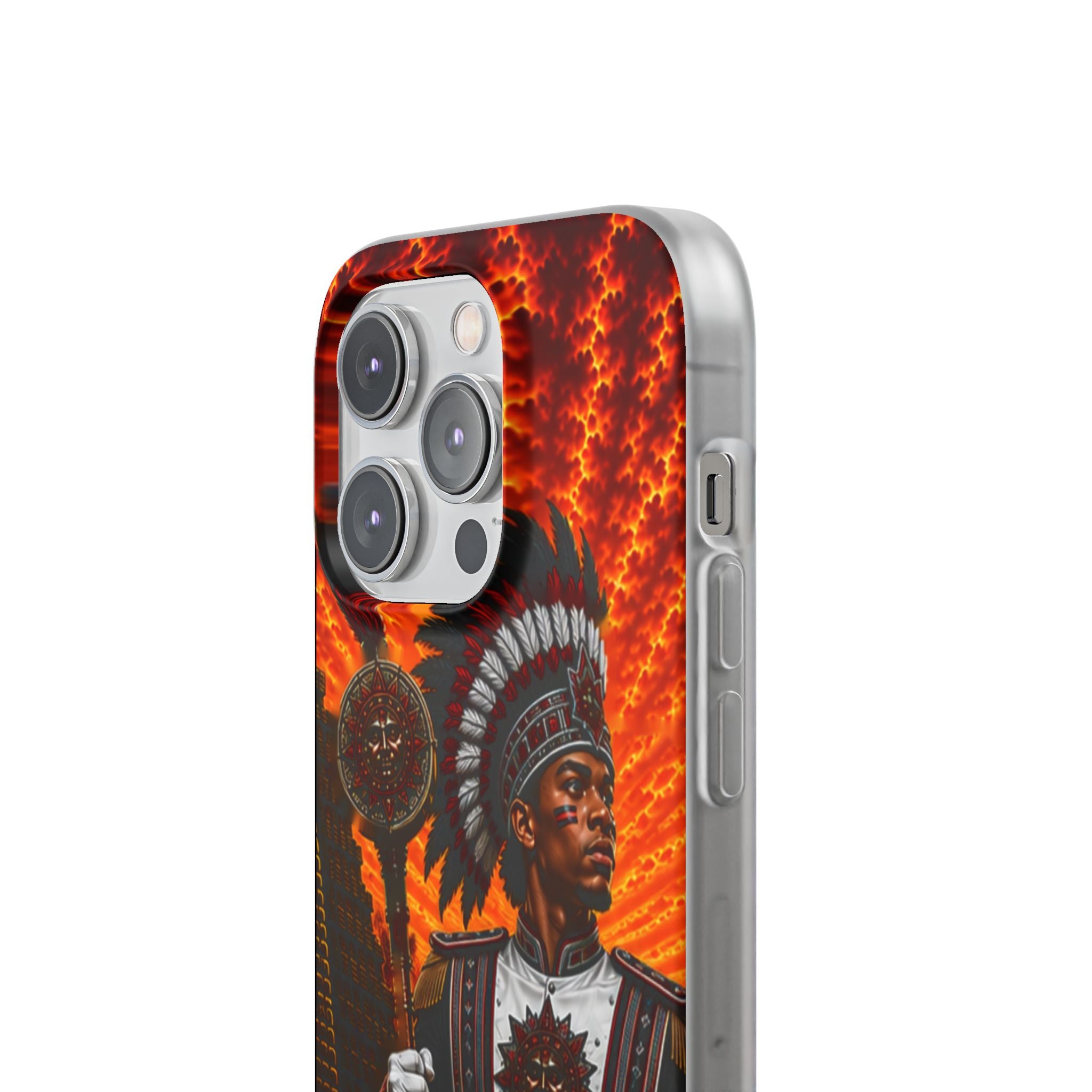 Aztec Drum Major Warrior – Flexi Phone Case (iPhone & Samsung • Clear TPU • Made & Shipped in the USA • 🚚 FREE USA Shipping • Personalized Option)