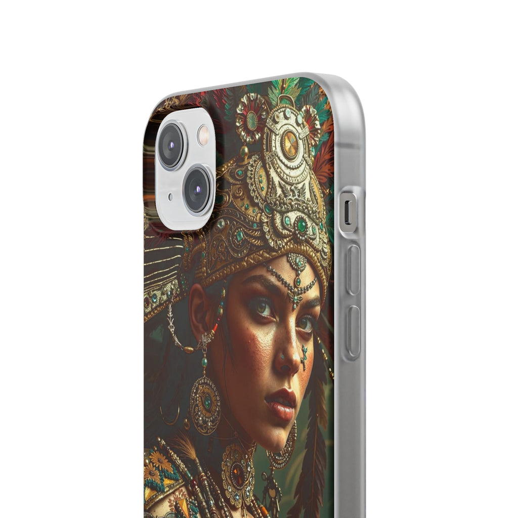 Aztec Warrior Goddess – Flexi Phone Case (iPhone & Samsung • Clear TPU • Made in USA • Personalized Option)
